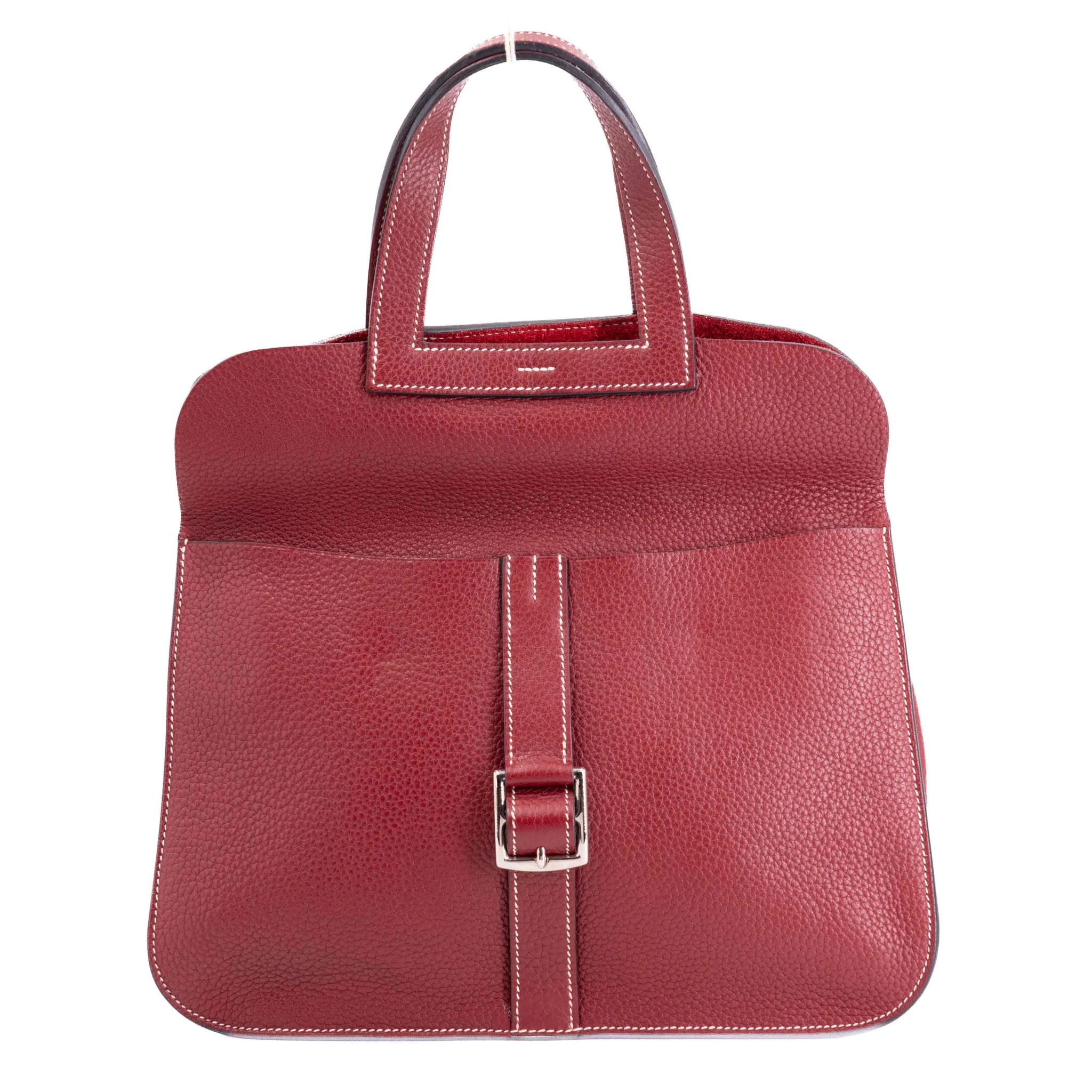 A美品 HERMÈS 爱马仕 Halzan 31 55 爱马仕红 Rouge H Clemence小牛皮 银扣 T刻 2015年 - 3