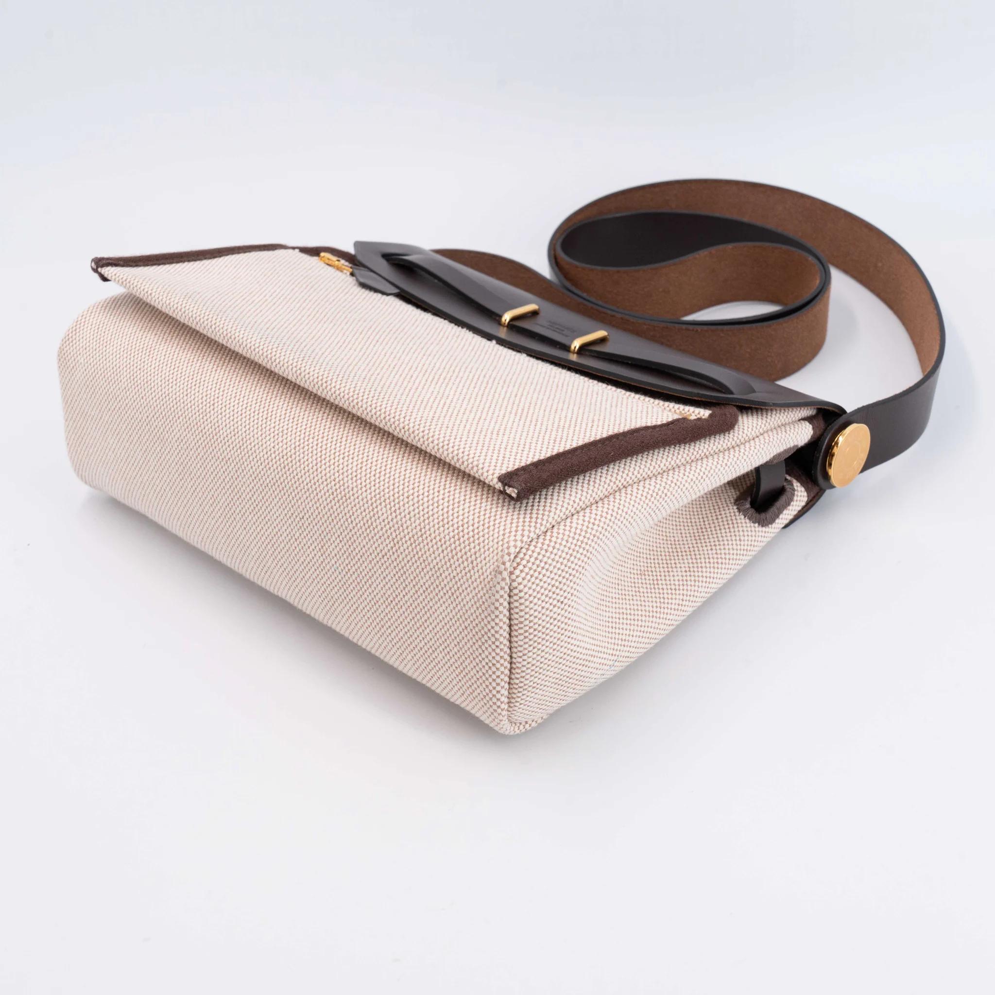Very Good ( Rank A) HERMÈS Herbag Zip Mini 20 Ebene (46) Vache Hunter Toile H canvas Gold hardware W (2024) - 11