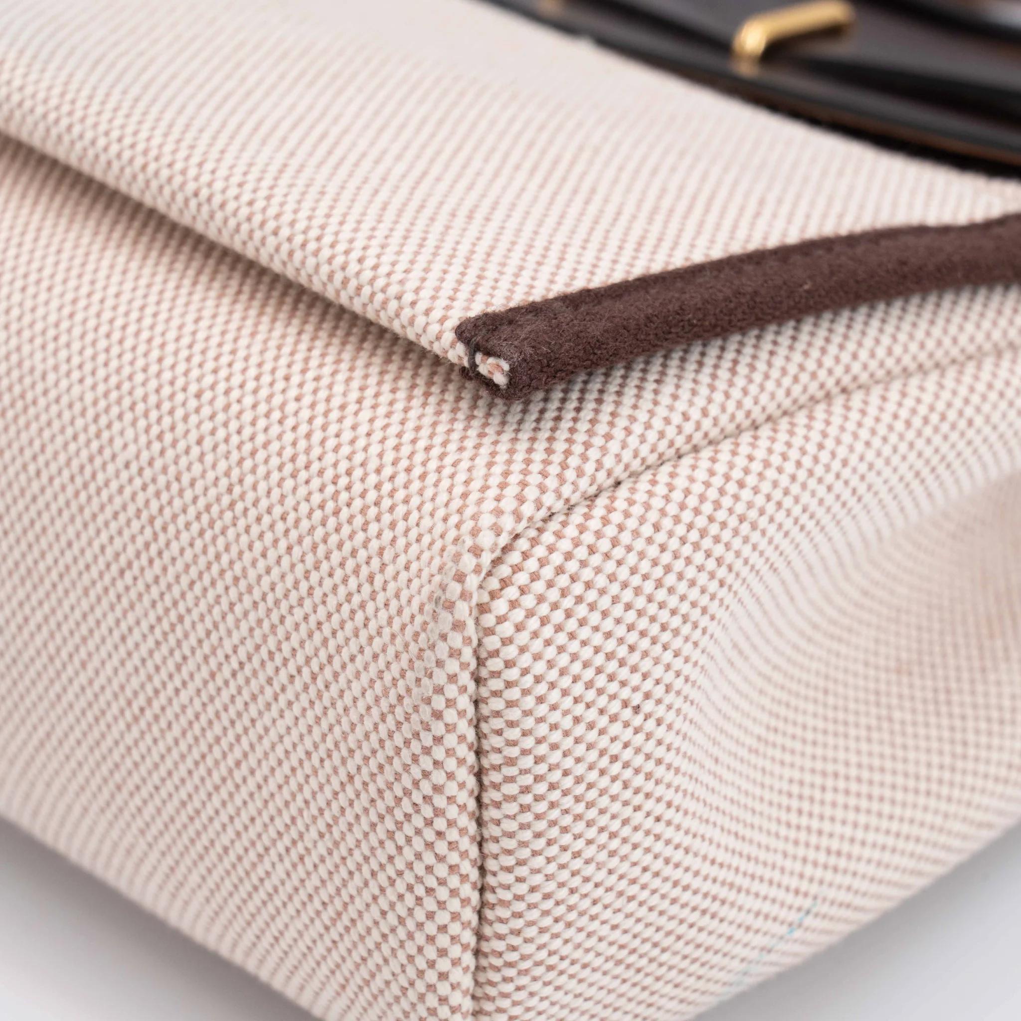 Very Good ( Rank A) HERMÈS Herbag Zip Mini 20 Ebene (46) Vache Hunter Toile H canvas Gold hardware W (2024) - 14