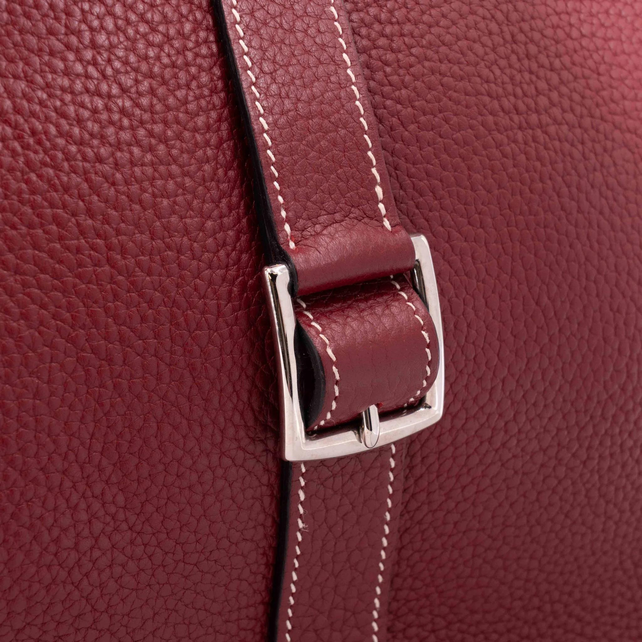 A美品 HERMÈS 爱马仕 Halzan 31 55 爱马仕红 Rouge H Clemence小牛皮 银扣 T刻 2015年 - 7