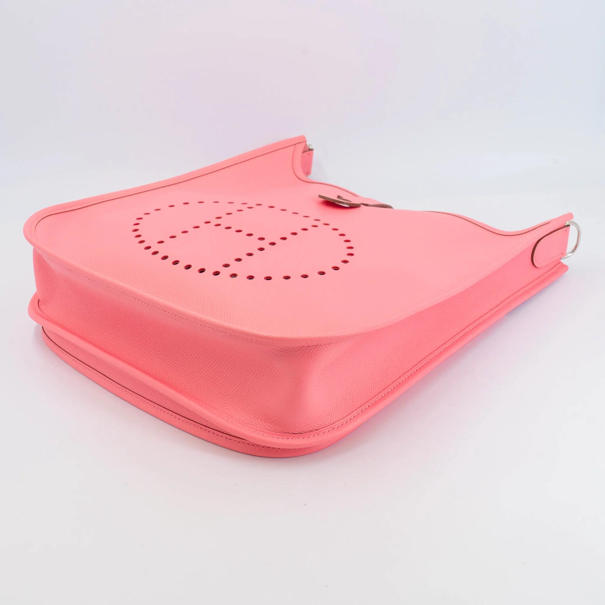 A美品 HERMÈS 爱马仕 Evelyne 29 1Q 彩纸粉 Rose Confetti Epsom牛皮 银扣 T刻 2015年 - 7