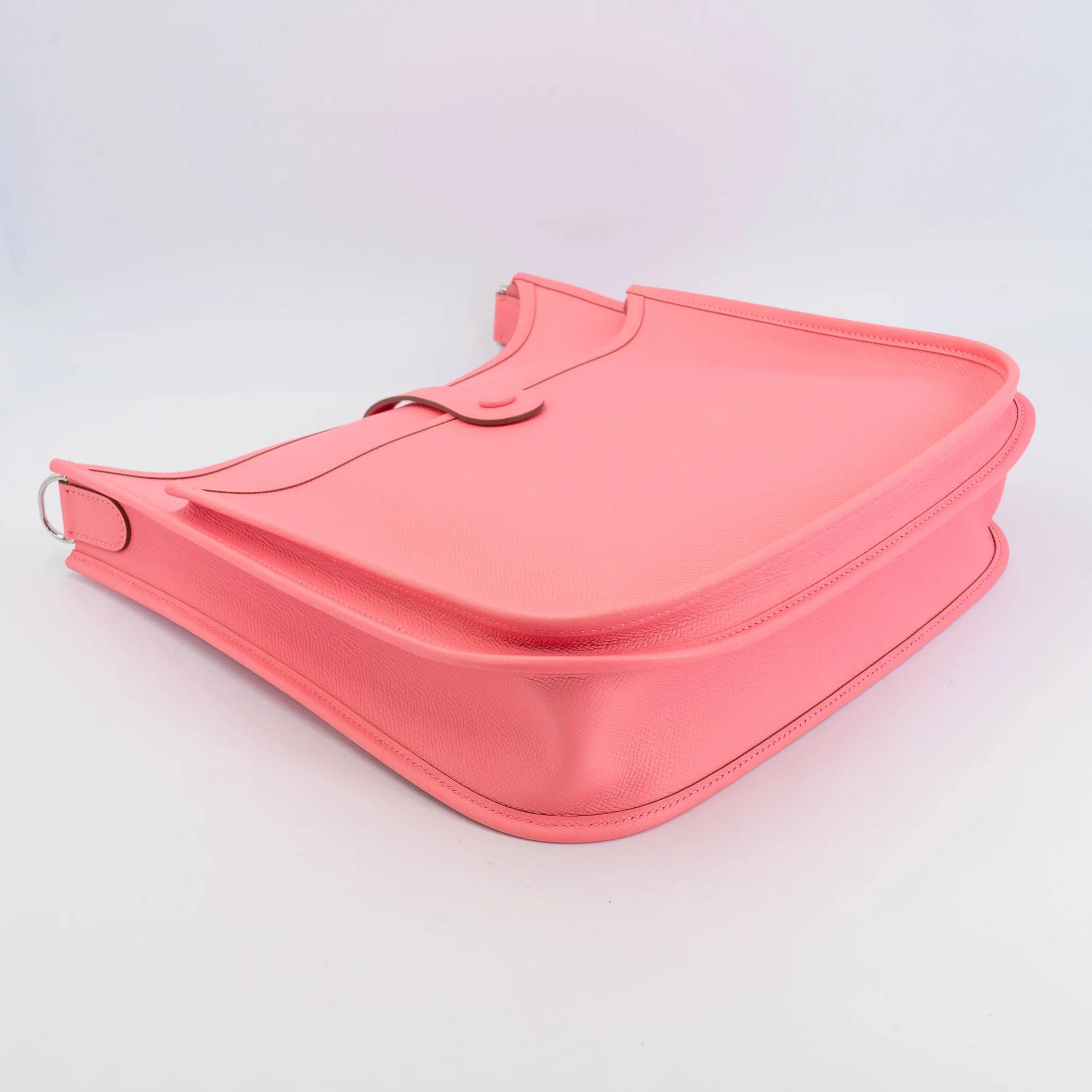 A美品 HERMÈS 爱马仕 Evelyne 29 1Q 彩纸粉 Rose Confetti Epsom牛皮 银扣 T刻 2015年 - 9
