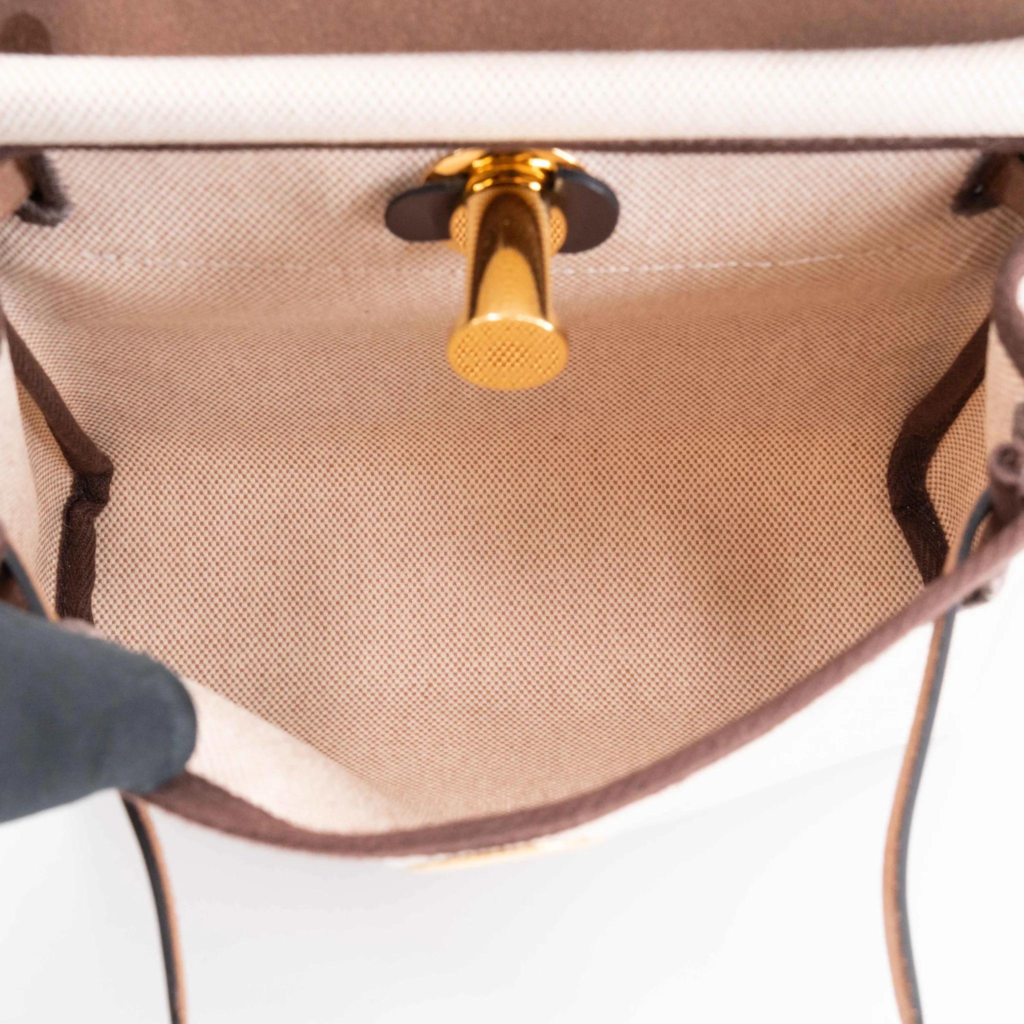 Very Good ( Rank A) HERMÈS Herbag Zip Mini 20 Ebene (46) Vache Hunter Toile H canvas Gold hardware W (2024) - 28