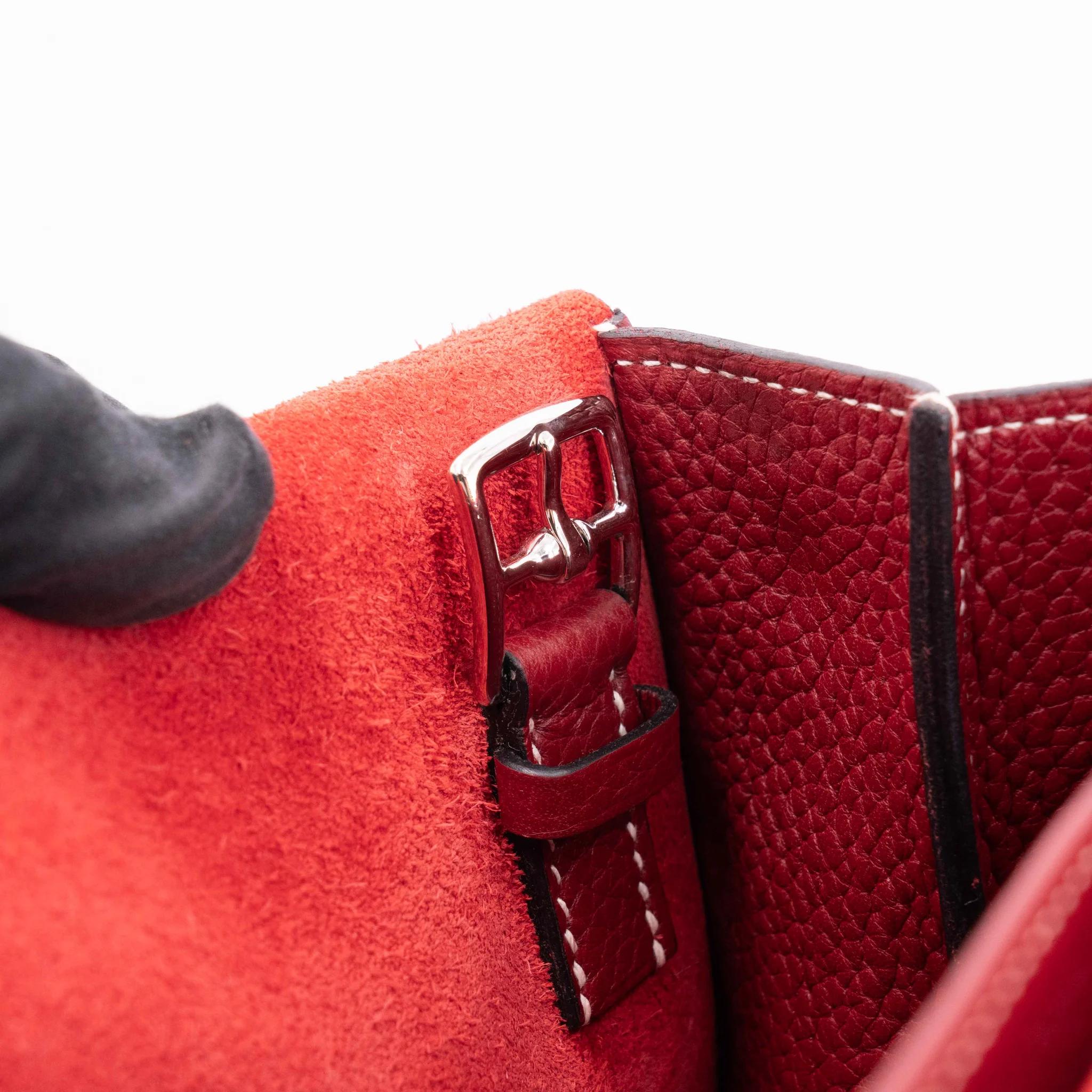 A美品 HERMÈS 爱马仕 Halzan 31 55 爱马仕红 Rouge H Clemence小牛皮 银扣 T刻 2015年 - 24