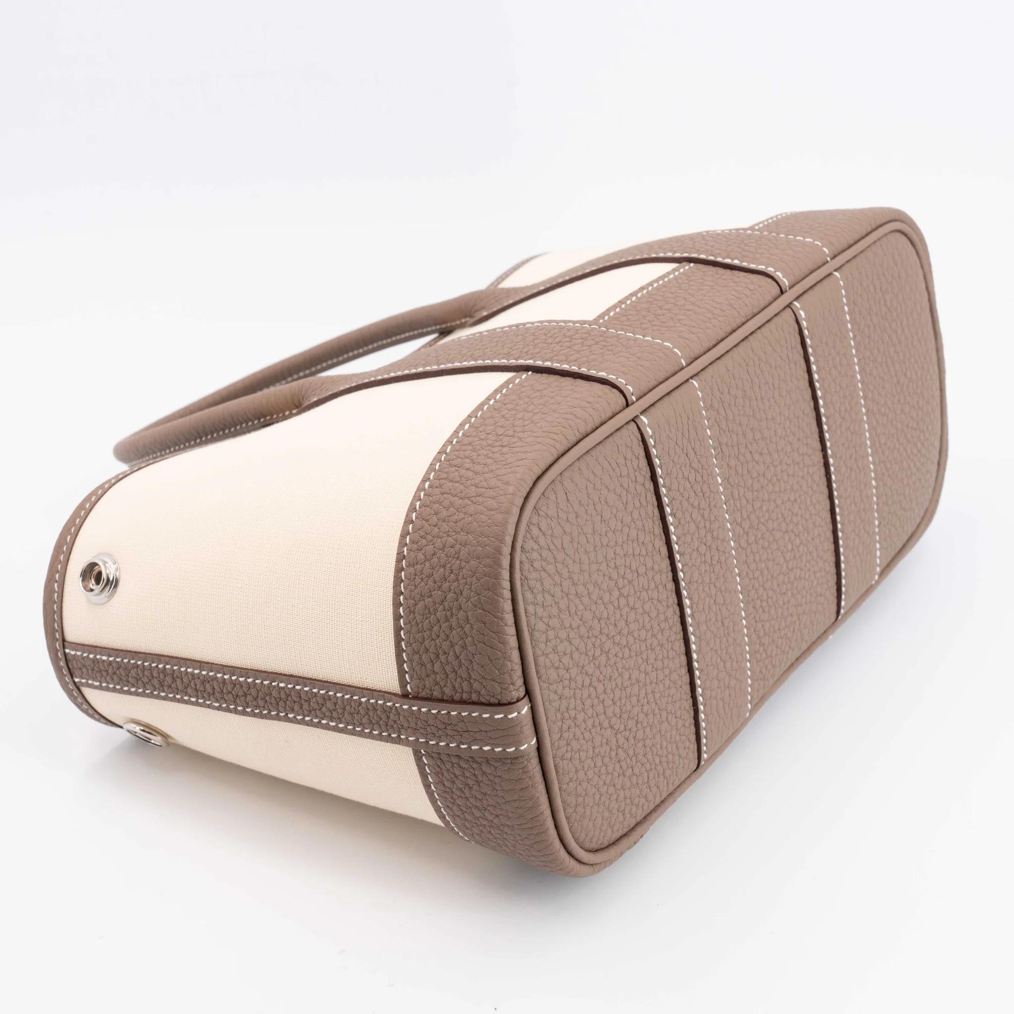 全新 HERMÈS 爱马仕 Neo Garden Party 23 花园 18 大象灰 Etoupe Y1 香草色 Vanille Toile Officier 帆布 Negonda皮 银扣 G刻 2026年 - 13