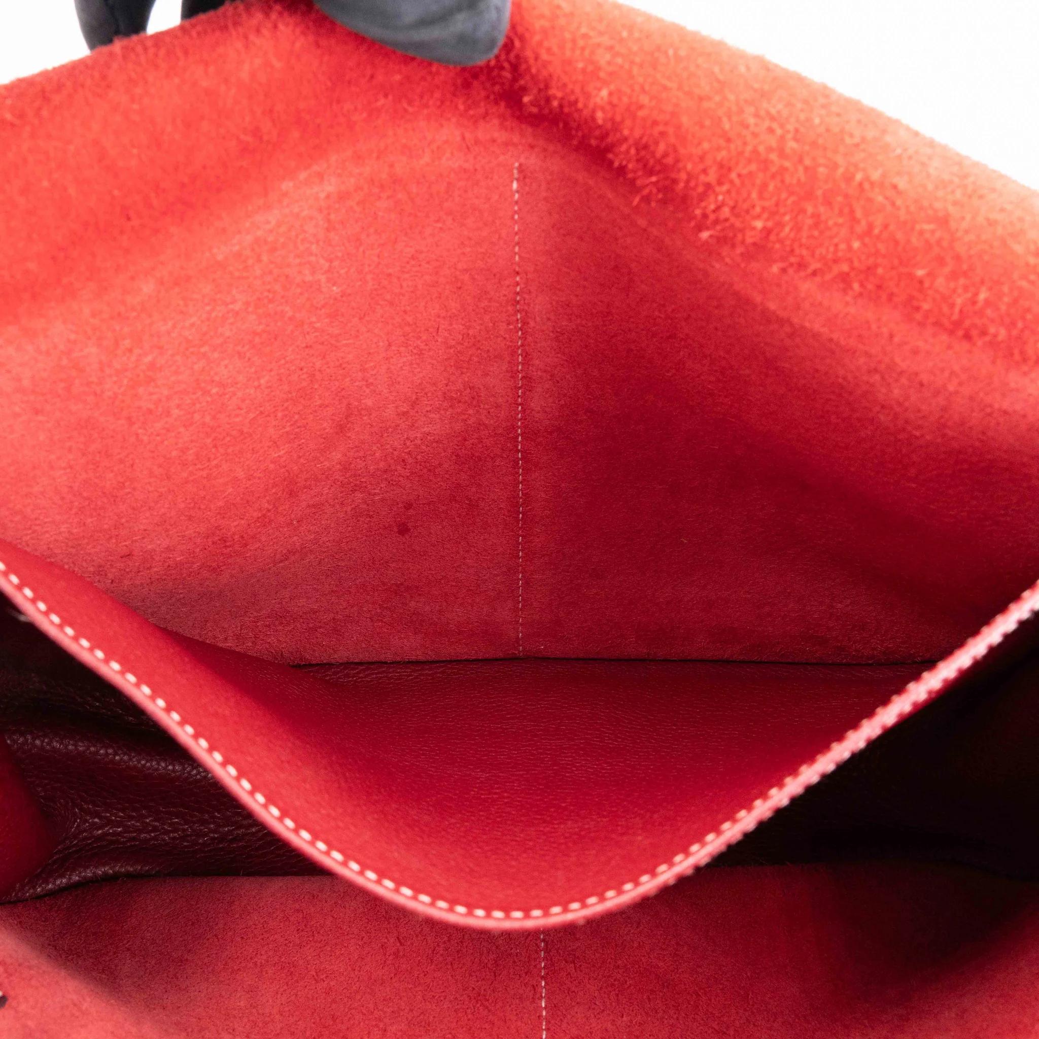 A美品 HERMÈS 爱马仕 Halzan 31 55 爱马仕红 Rouge H Clemence小牛皮 银扣 T刻 2015年 - 26
