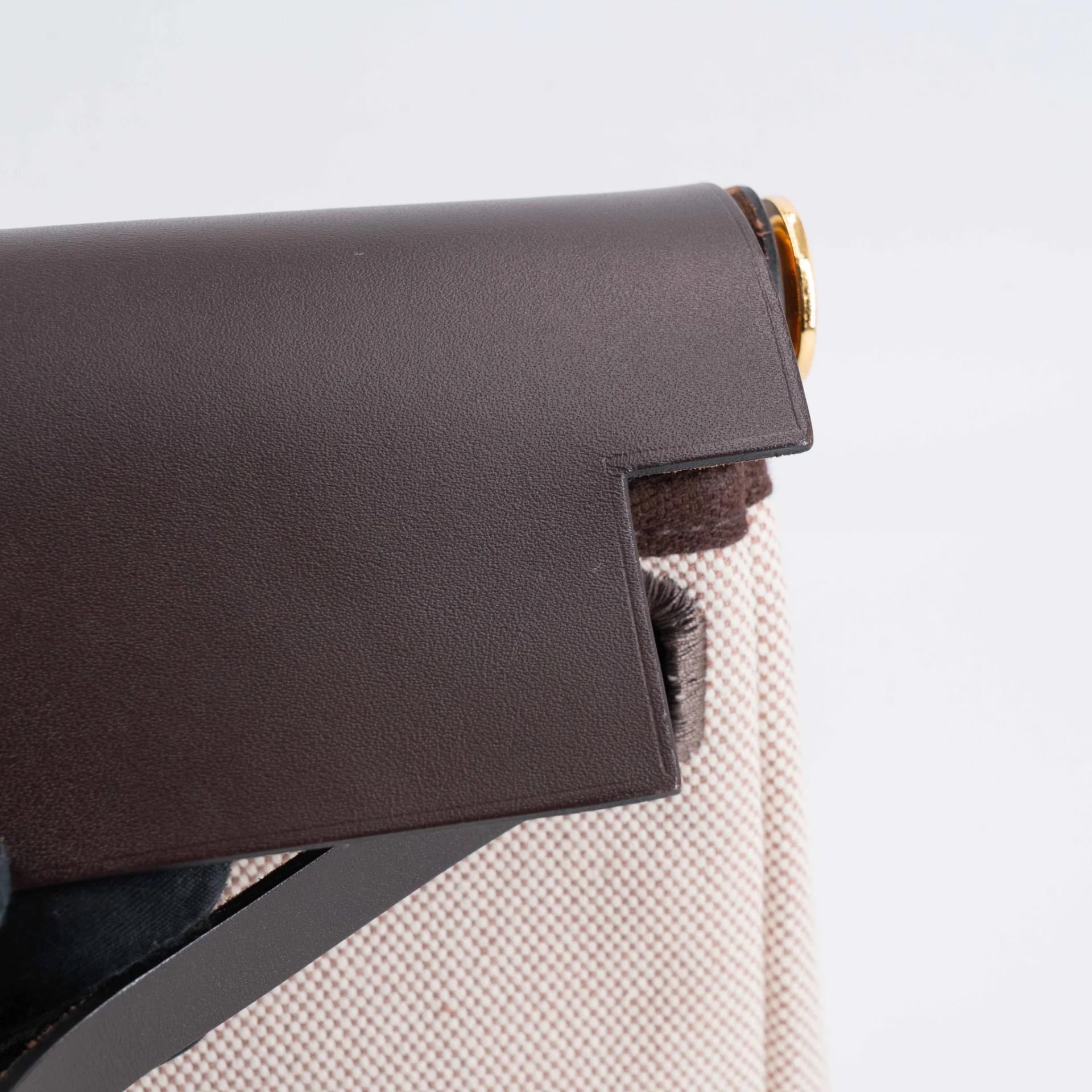 ランク A HERMÈS エルメス エールバッグジップ ミニ 20 エベンヌ (46) ヴァッシュハンター トワルアッシュ ゴールド金具 W刻印 (2024) - 21