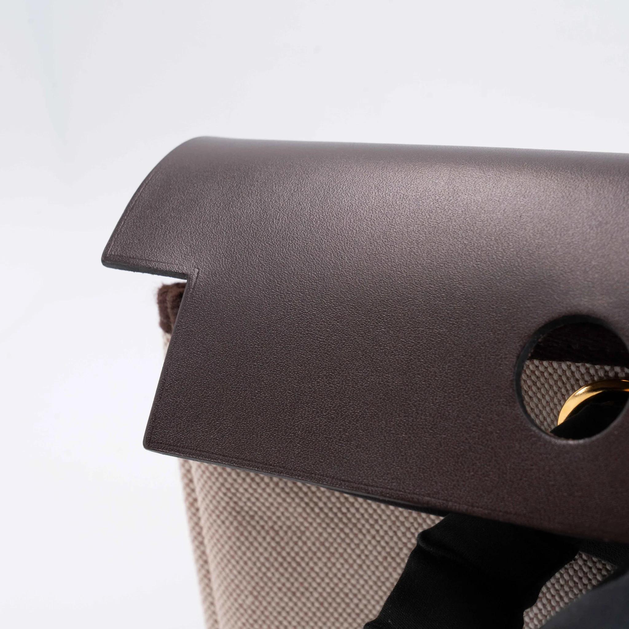 Very Good ( Rank A) HERMÈS Herbag Zip Mini 20 Ebene (46) Vache Hunter Toile H canvas Gold hardware W (2024) - 20