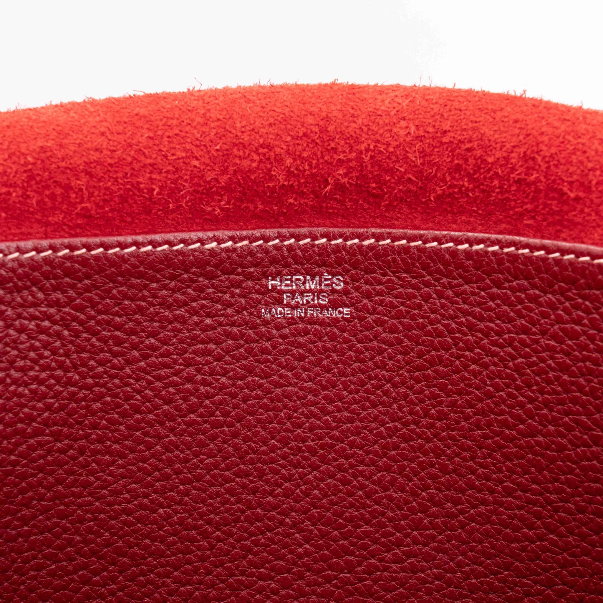 A美品 HERMÈS 爱马仕 Halzan 31 55 爱马仕红 Rouge H Clemence小牛皮 银扣 T刻 2015年 - 18