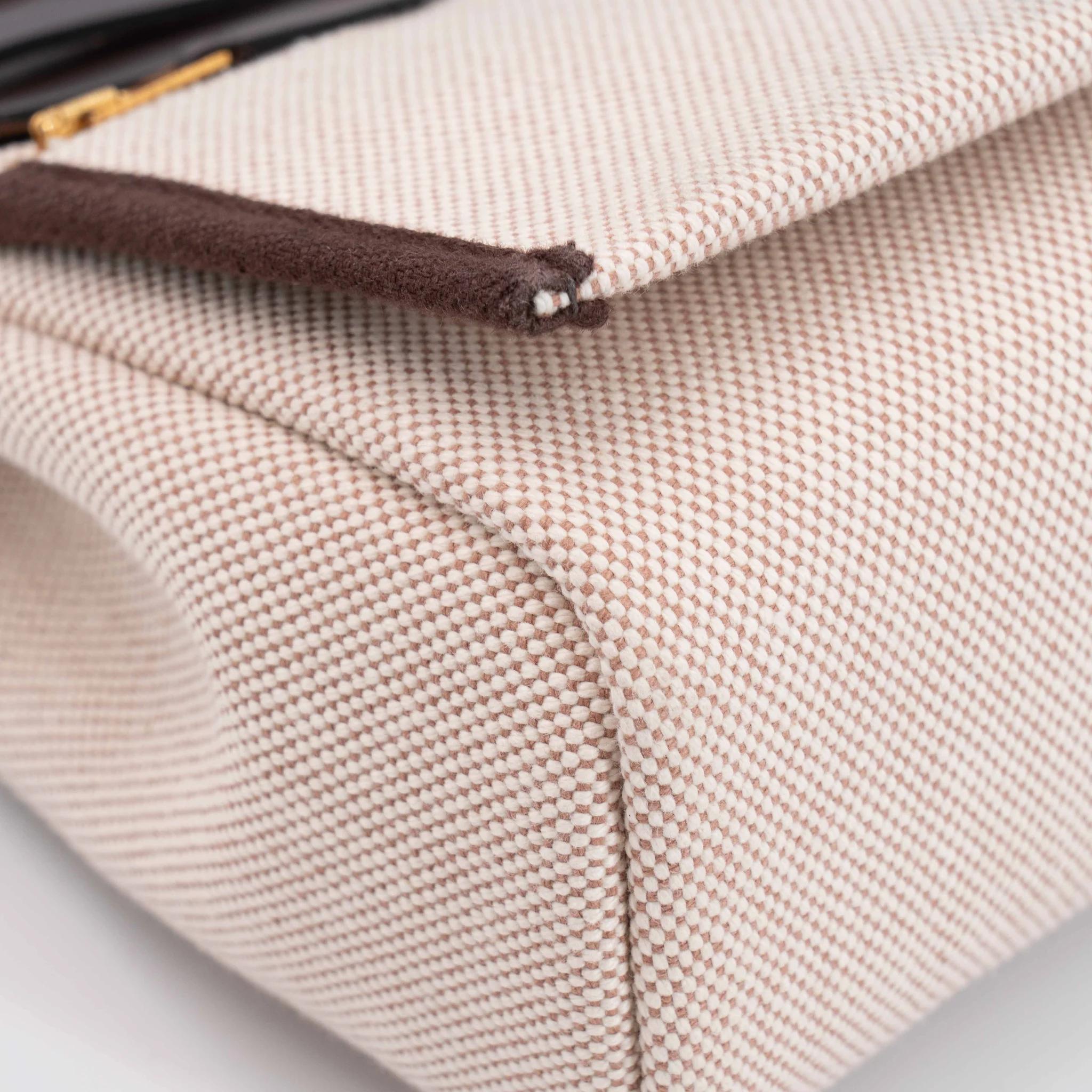 Very Good ( Rank A) HERMÈS Herbag Zip Mini 20 Ebene (46) Vache Hunter Toile H canvas Gold hardware W (2024) - 13