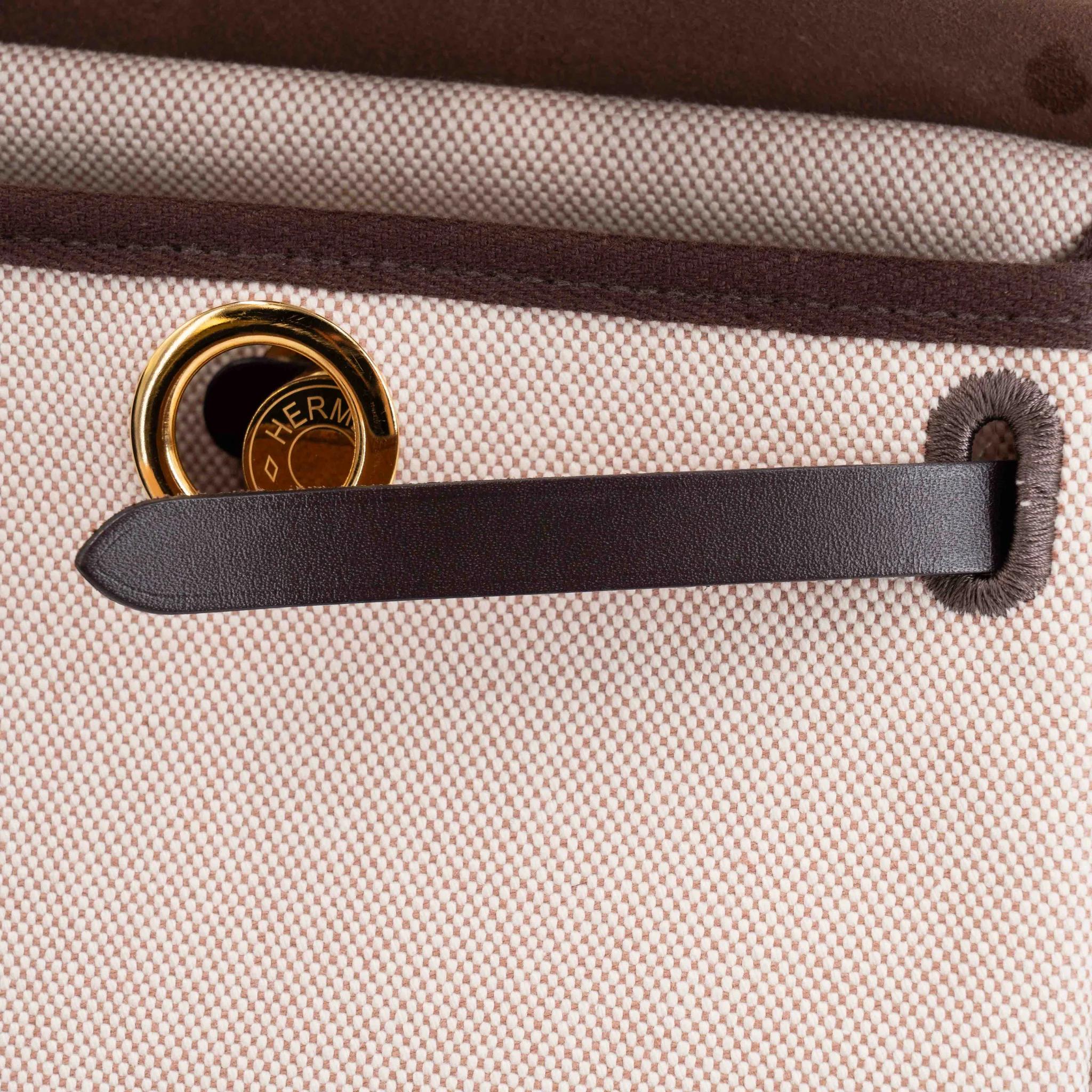 Very Good ( Rank A) HERMÈS Herbag Zip Mini 20 Ebene (46) Vache Hunter Toile H canvas Gold hardware W (2024) - 24