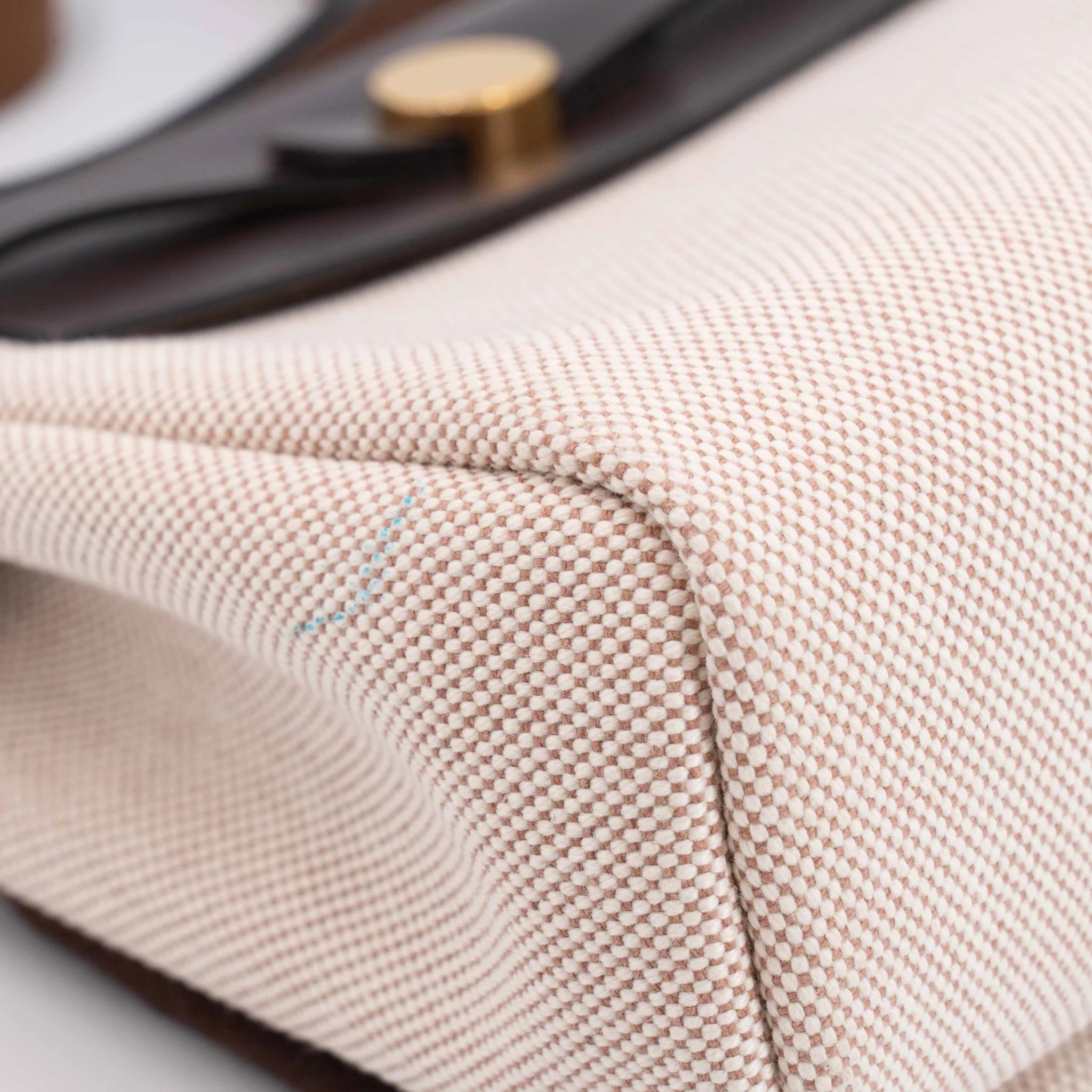 Very Good ( Rank A) HERMÈS Herbag Zip Mini 20 Ebene (46) Vache Hunter Toile H canvas Gold hardware W (2024) - 15