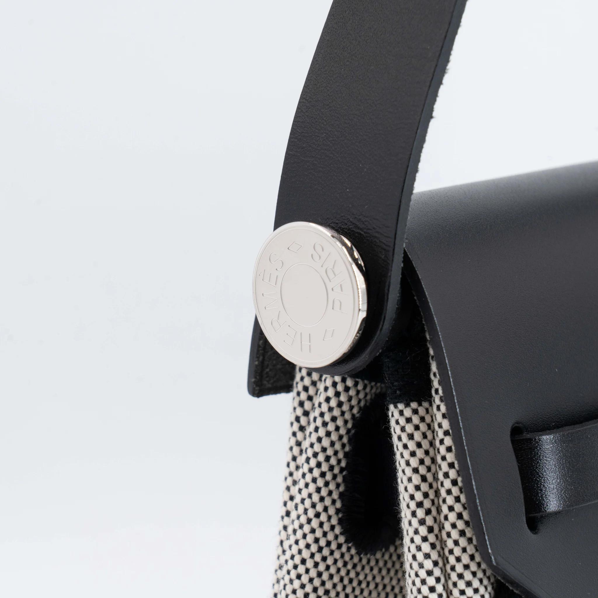 Excellent ( Rank SA ) HERMÈS Herbag Zip Mini 20 Noir (89) Vache Hunter Toile H canvas Palladium hardware K (2025) - 5