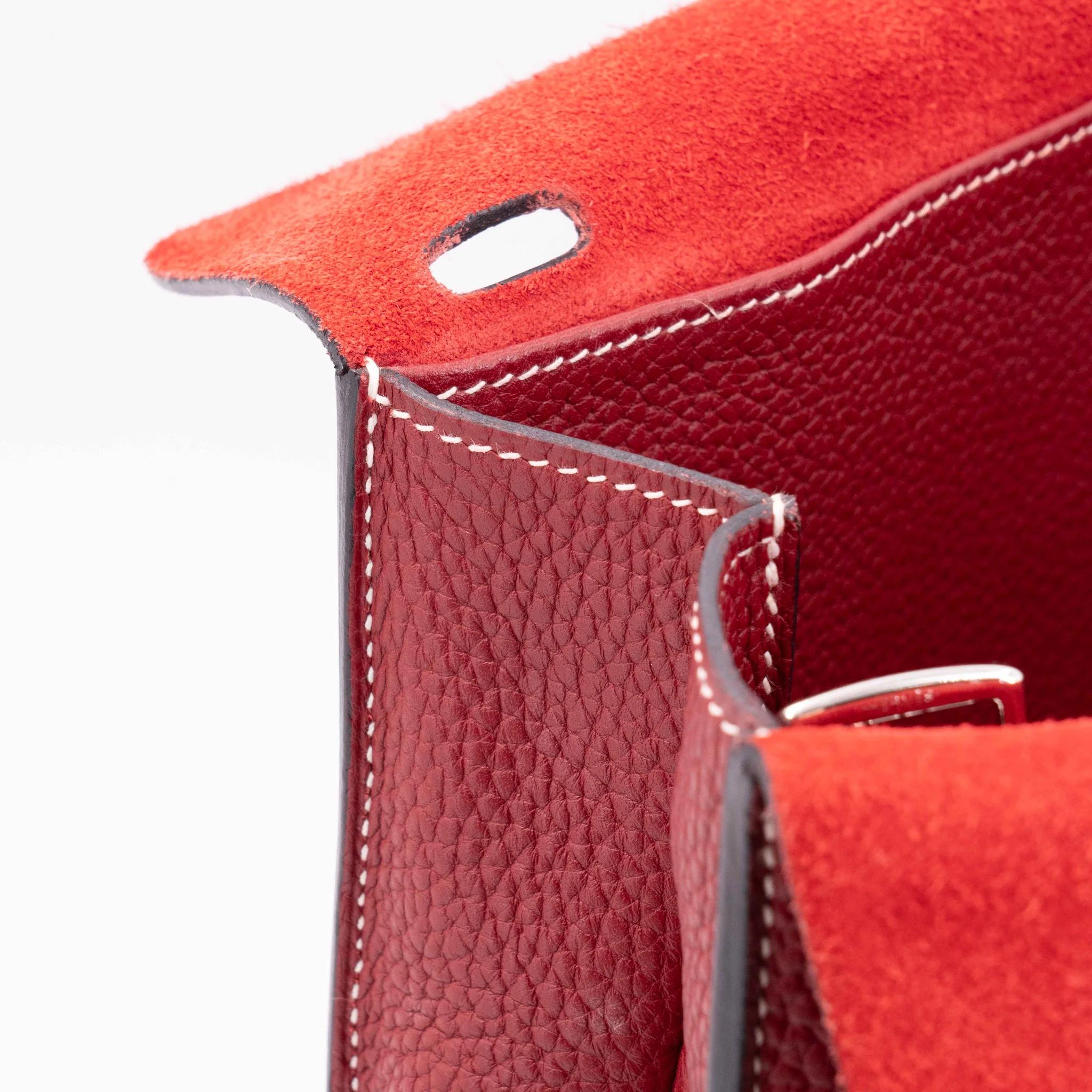 A美品 HERMÈS 爱马仕 Halzan 31 55 爱马仕红 Rouge H Clemence小牛皮 银扣 T刻 2015年 - 19