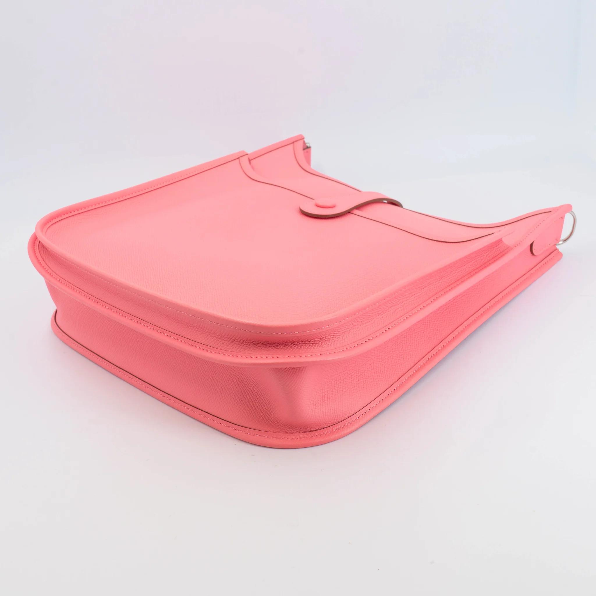A美品 HERMÈS 爱马仕 Evelyne 29 1Q 彩纸粉 Rose Confetti Epsom牛皮 银扣 T刻 2015年 - 8