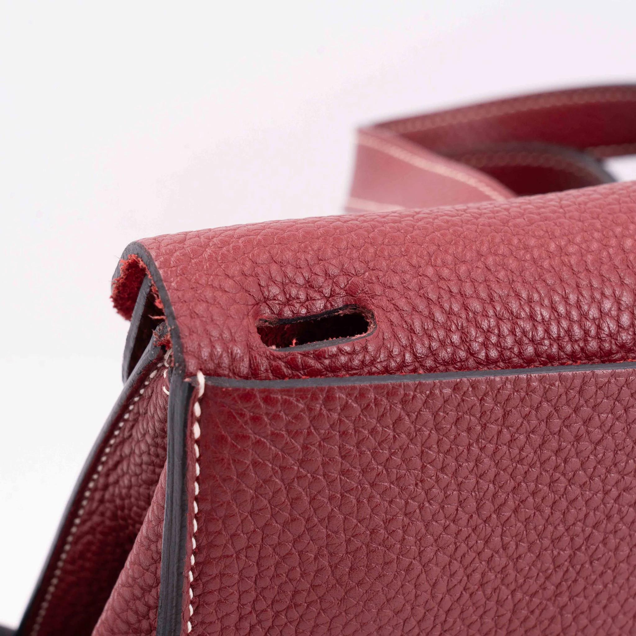 A美品 HERMÈS 爱马仕 Halzan 31 55 爱马仕红 Rouge H Clemence小牛皮 银扣 T刻 2015年 - 8