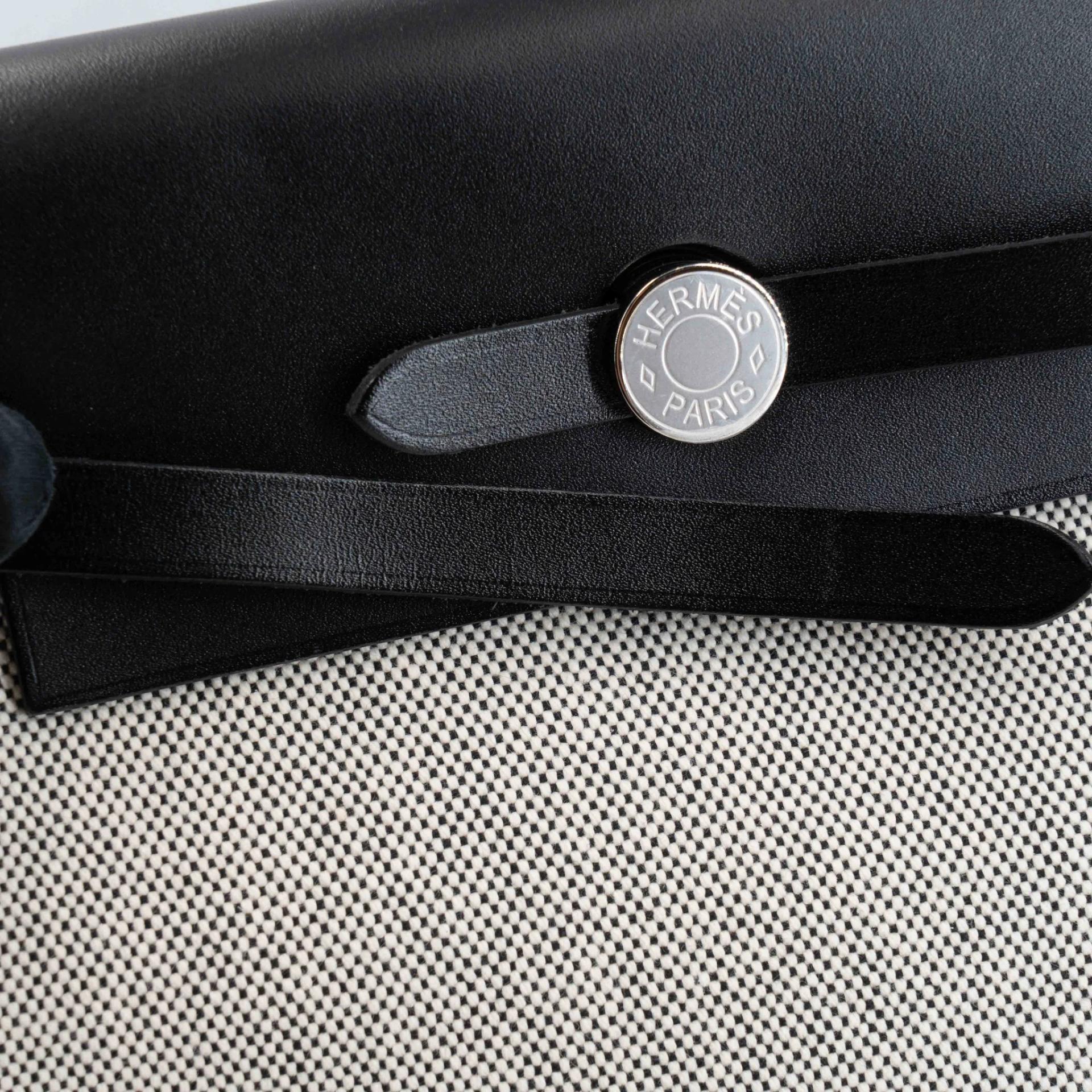 Excellent ( Rank SA ) HERMÈS Herbag Zip Mini 20 Noir (89) Vache Hunter Toile H canvas Palladium hardware K (2025) - 21