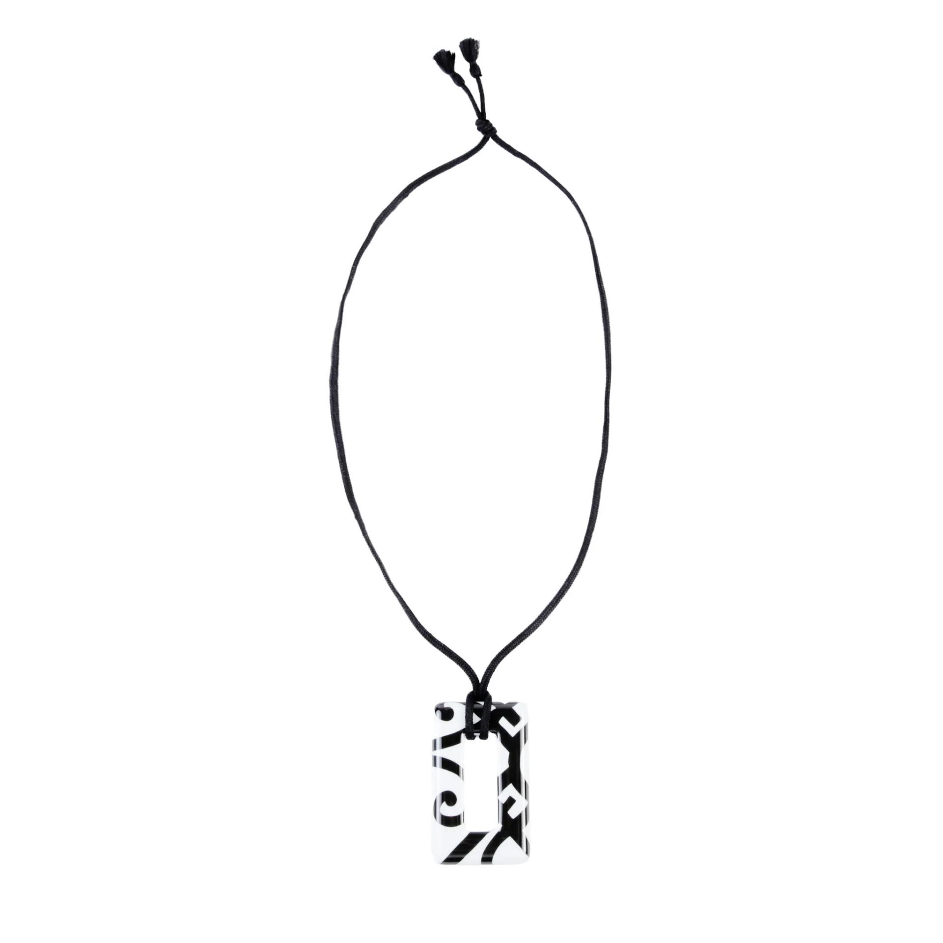 Unused ( Rank NS ) HERMÈS Guadalquivir Pendant Necklace Black (89) White (01) Earthenware - 1