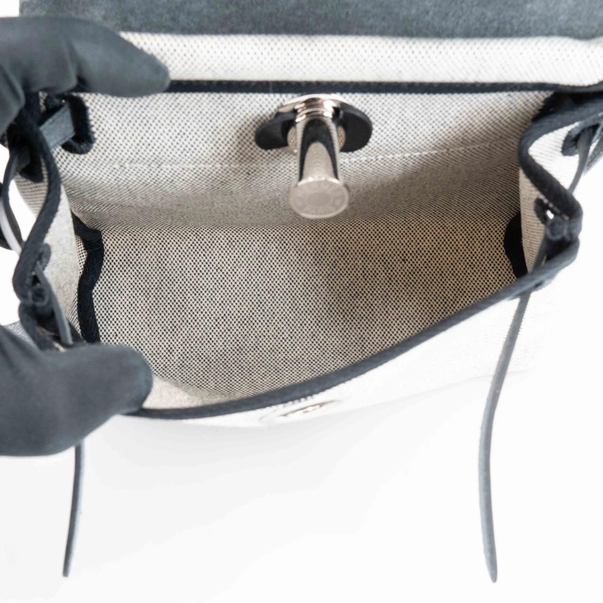 Excellent ( Rank SA ) HERMÈS Herbag Zip Mini 20 Noir (89) Vache Hunter Toile H canvas Palladium hardware K (2025) - 27
