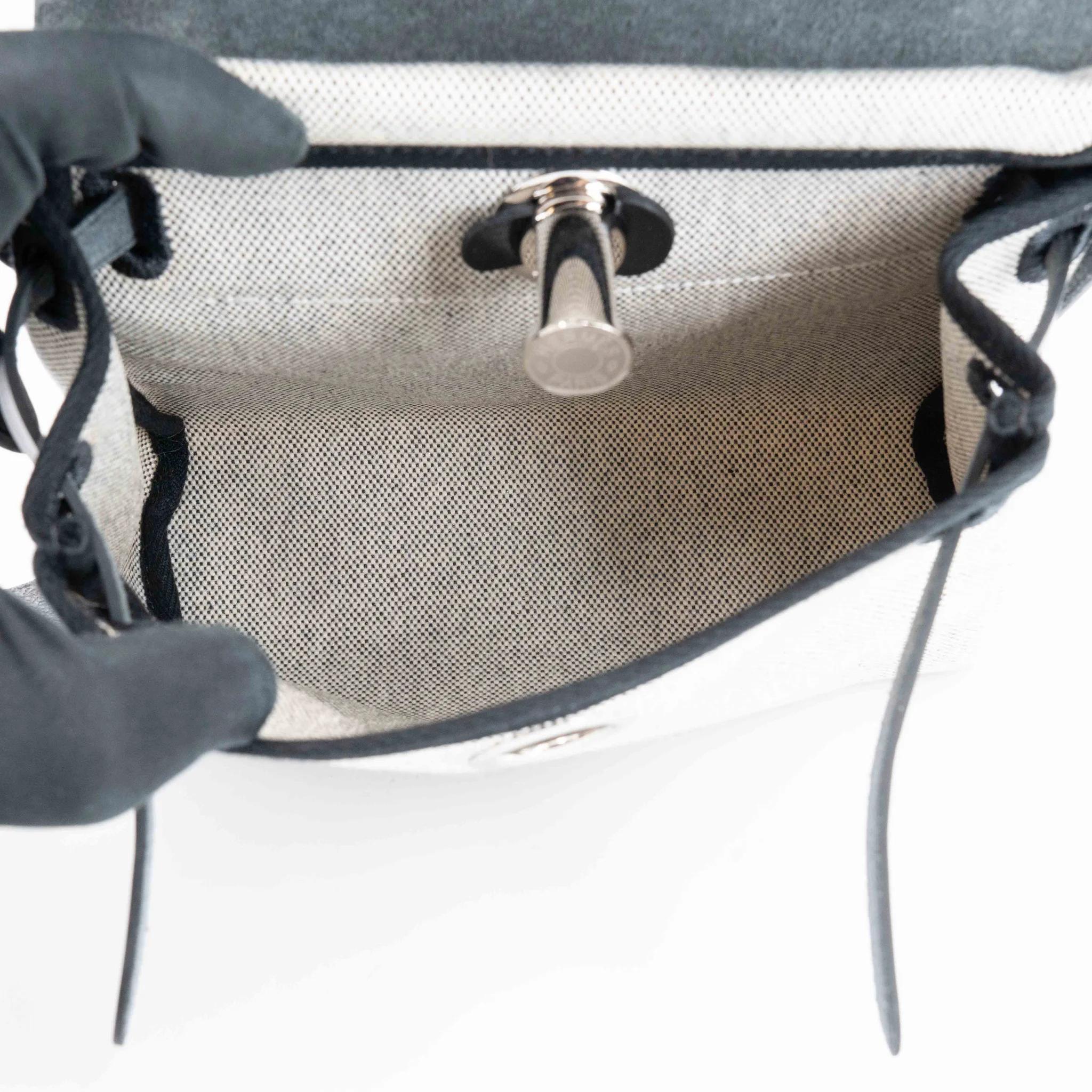 Excellent ( Rank SA ) HERMÈS Herbag Zip Mini 20 Noir (89) Vache Hunter Toile H canvas Palladium hardware K (2025) - 27