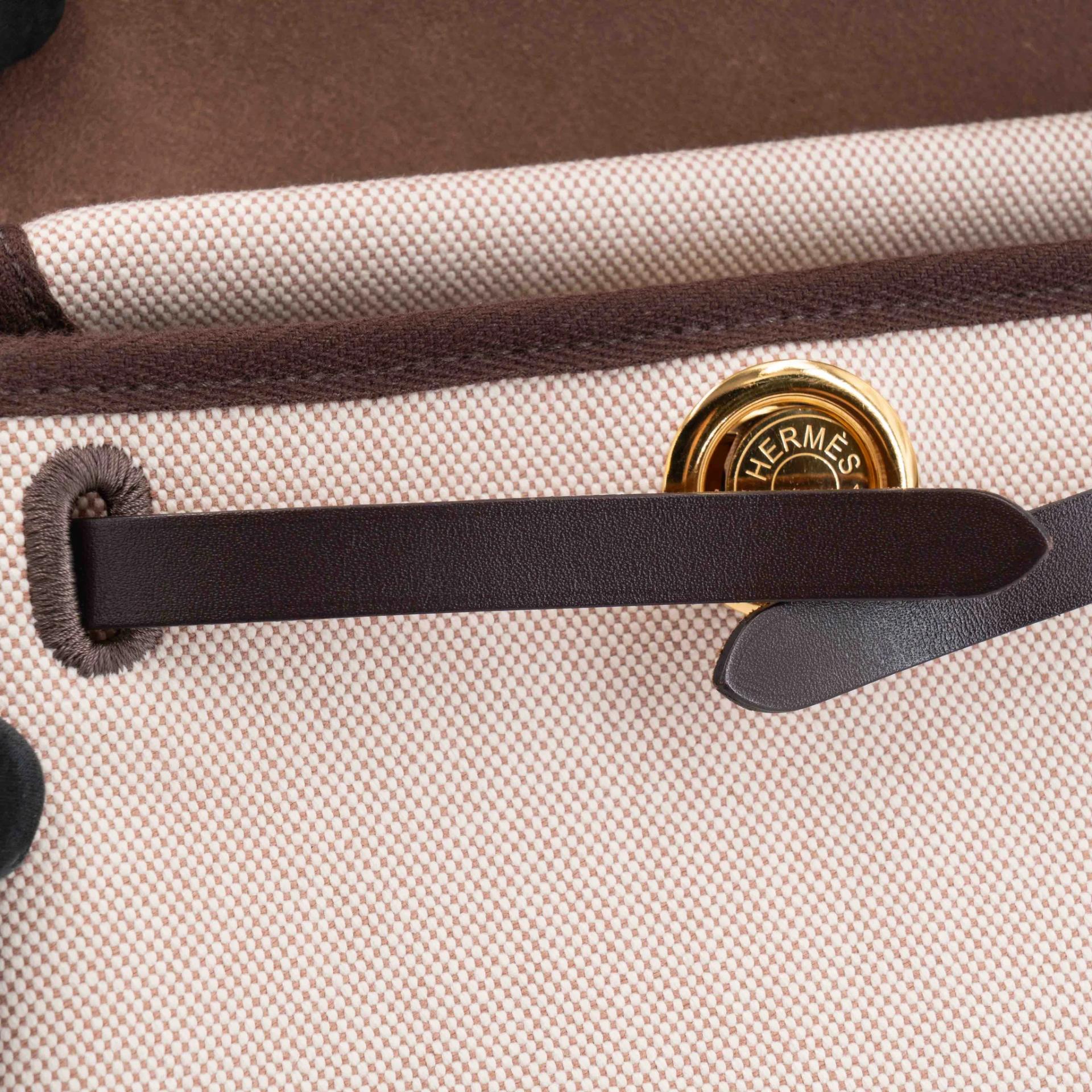 ランク A HERMÈS エルメス エールバッグジップ ミニ 20 エベンヌ (46) ヴァッシュハンター トワルアッシュ ゴールド金具 W刻印 (2024) - 23