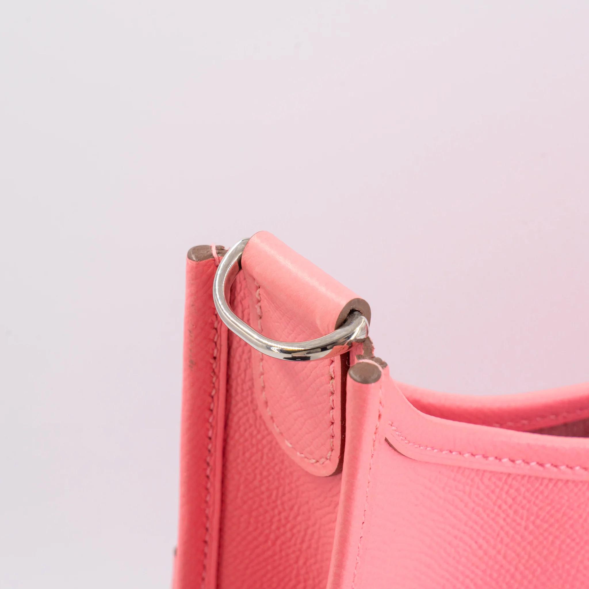 A美品 HERMÈS 爱马仕 Evelyne 29 1Q 彩纸粉 Rose Confetti Epsom牛皮 银扣 T刻 2015年 - 17