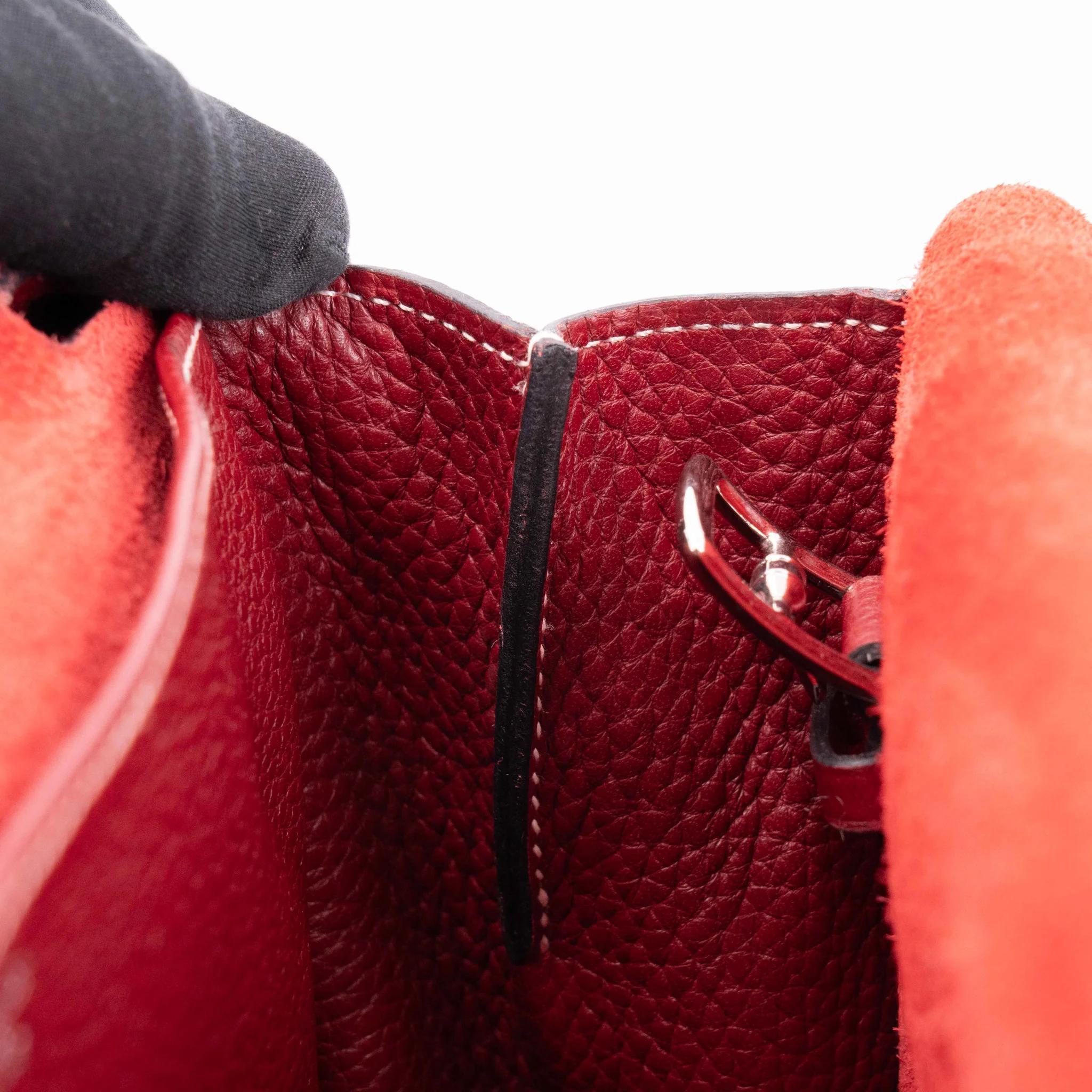 A美品 HERMÈS 爱马仕 Halzan 31 55 爱马仕红 Rouge H Clemence小牛皮 银扣 T刻 2015年 - 22