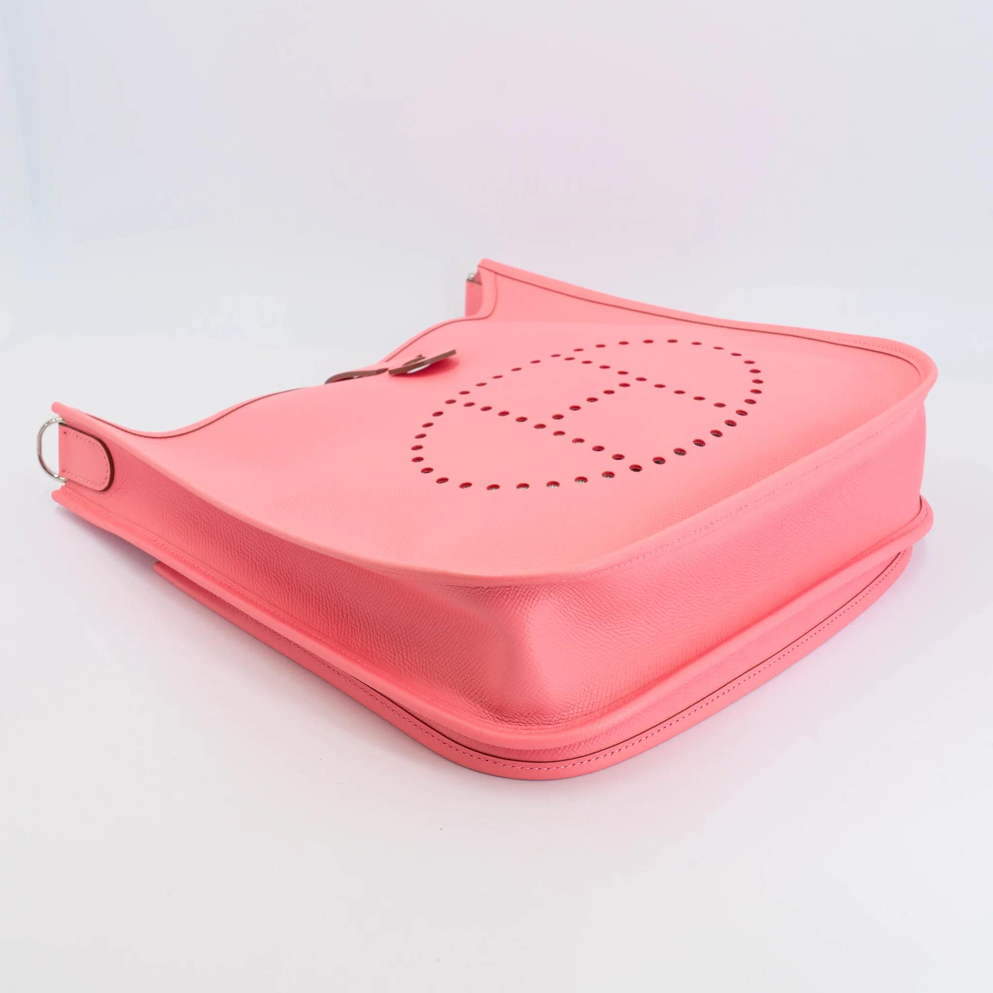 A美品 HERMÈS 爱马仕 Evelyne 29 1Q 彩纸粉 Rose Confetti Epsom牛皮 银扣 T刻 2015年 - 6