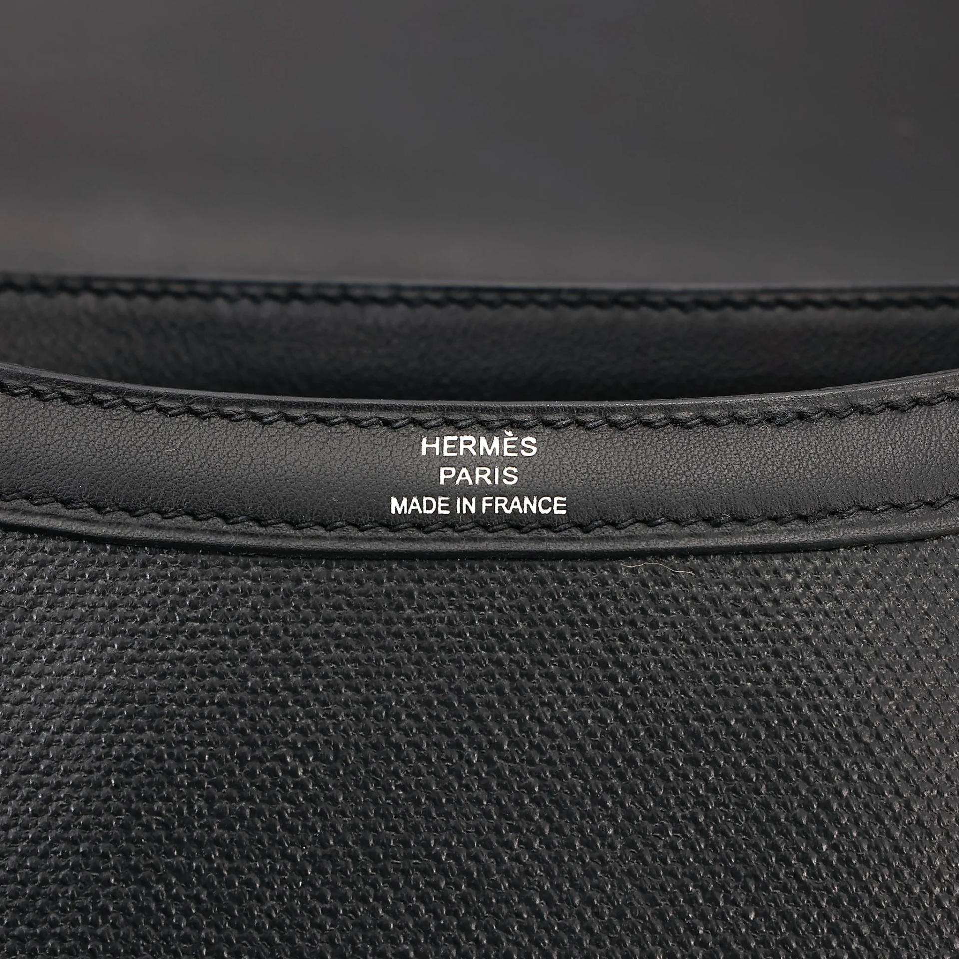 Very Good ( Rank A) HERMÈS Constance 24 Noir (89) Toile H canvas Swift Palladium hardware D (2019) - 23