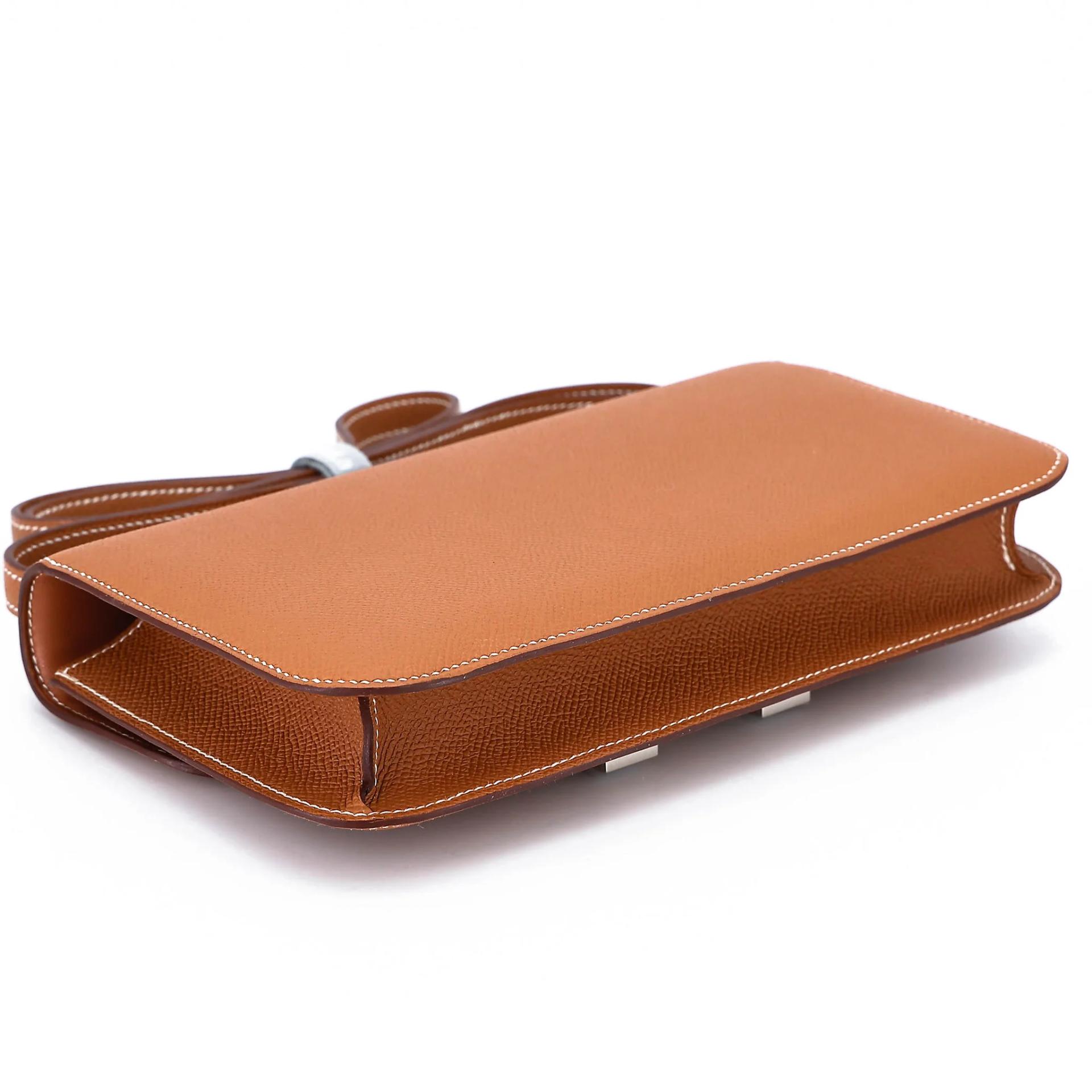 未使用保存品 HERMÈS 爱马仕 Constance 康康 Elan 37 金棕色 Gold Epsom牛皮 银扣 W刻 2024年 - 7
