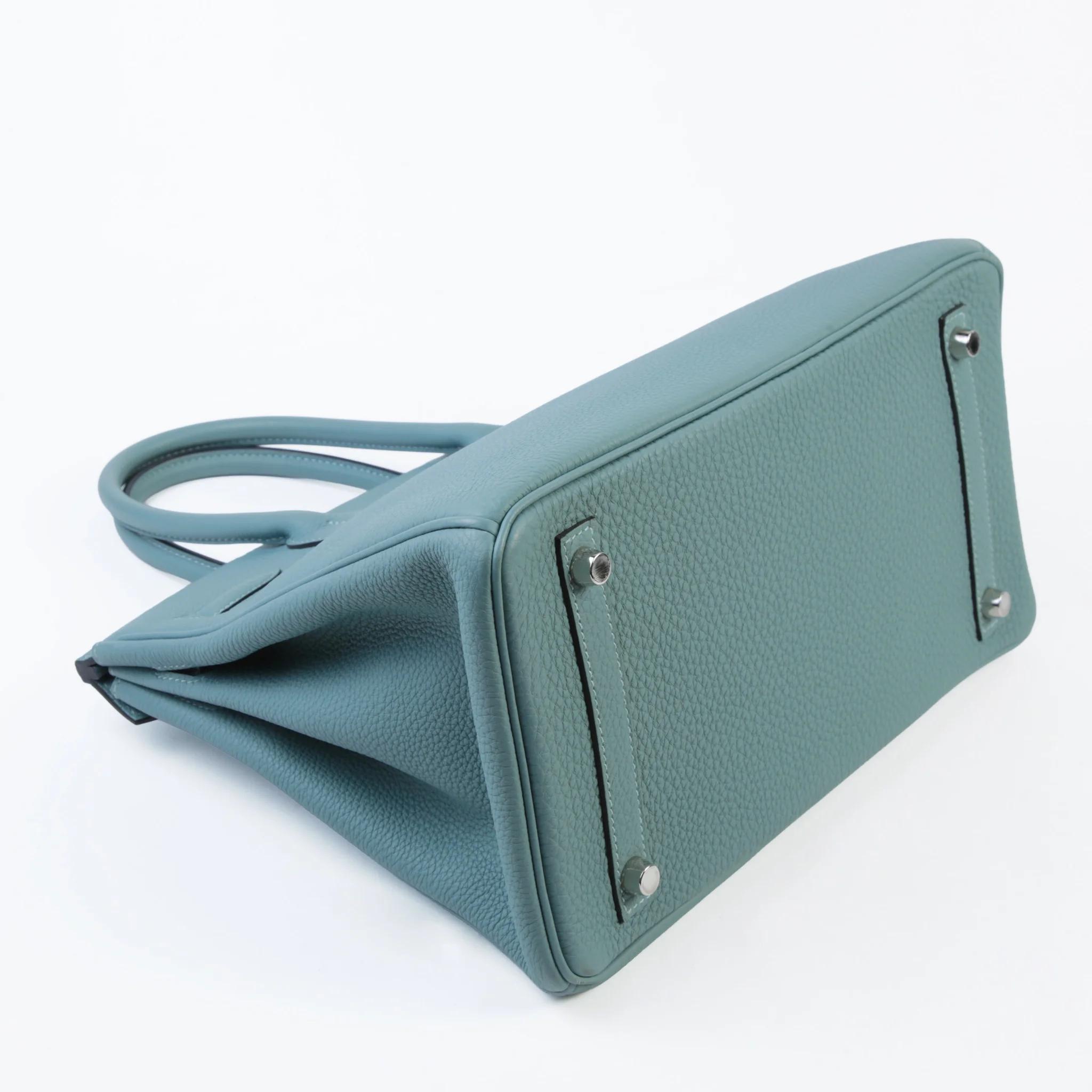 Very Good ( Rank A) HERMÈS Birkin 30 Ciel (7G) Togo Palladium hardware Y (2020) - 6