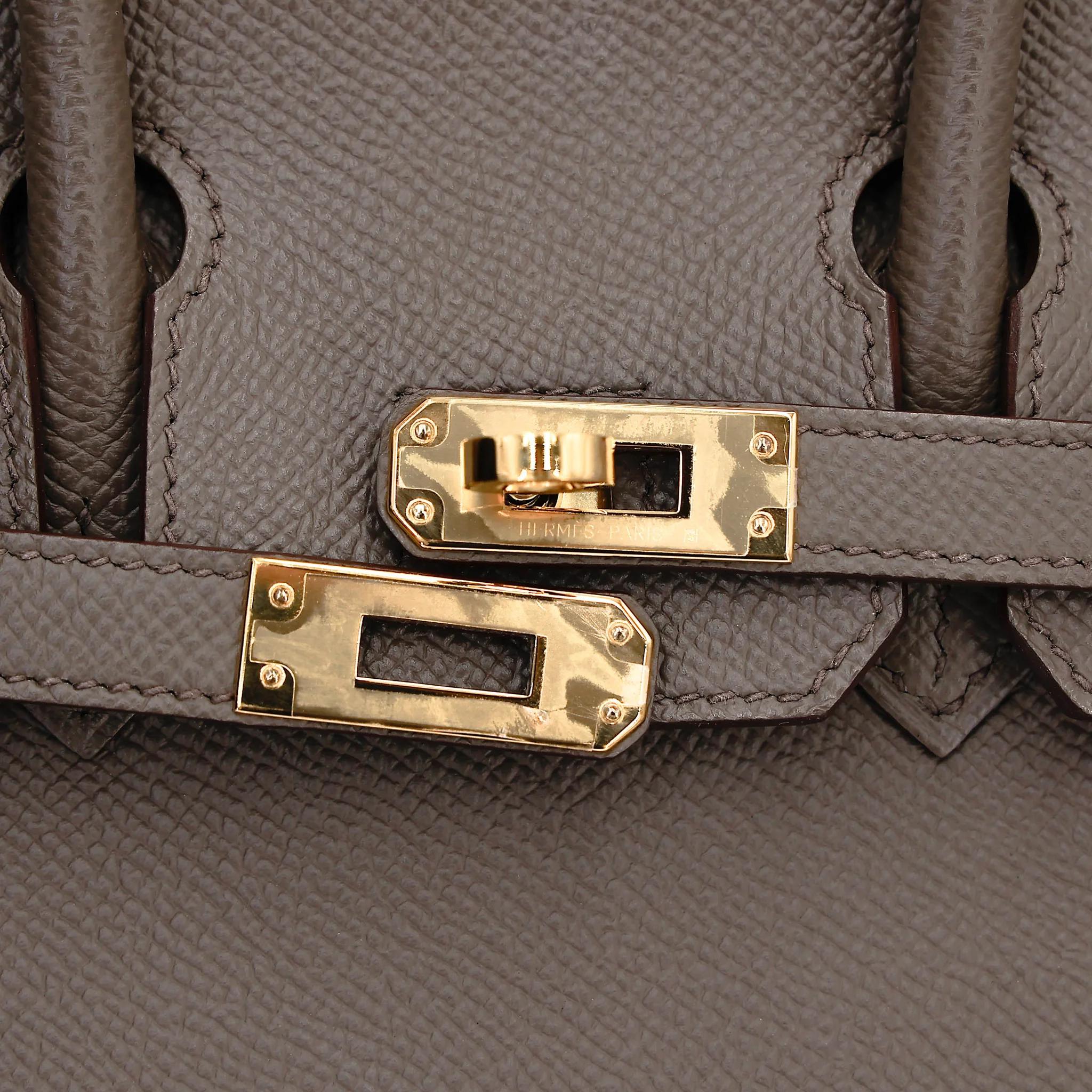 Very Good ( Rank A) HERMÈS Birkin 25 Sellier Etain (8F) Epsom Gold hardware Z (2021) - 12