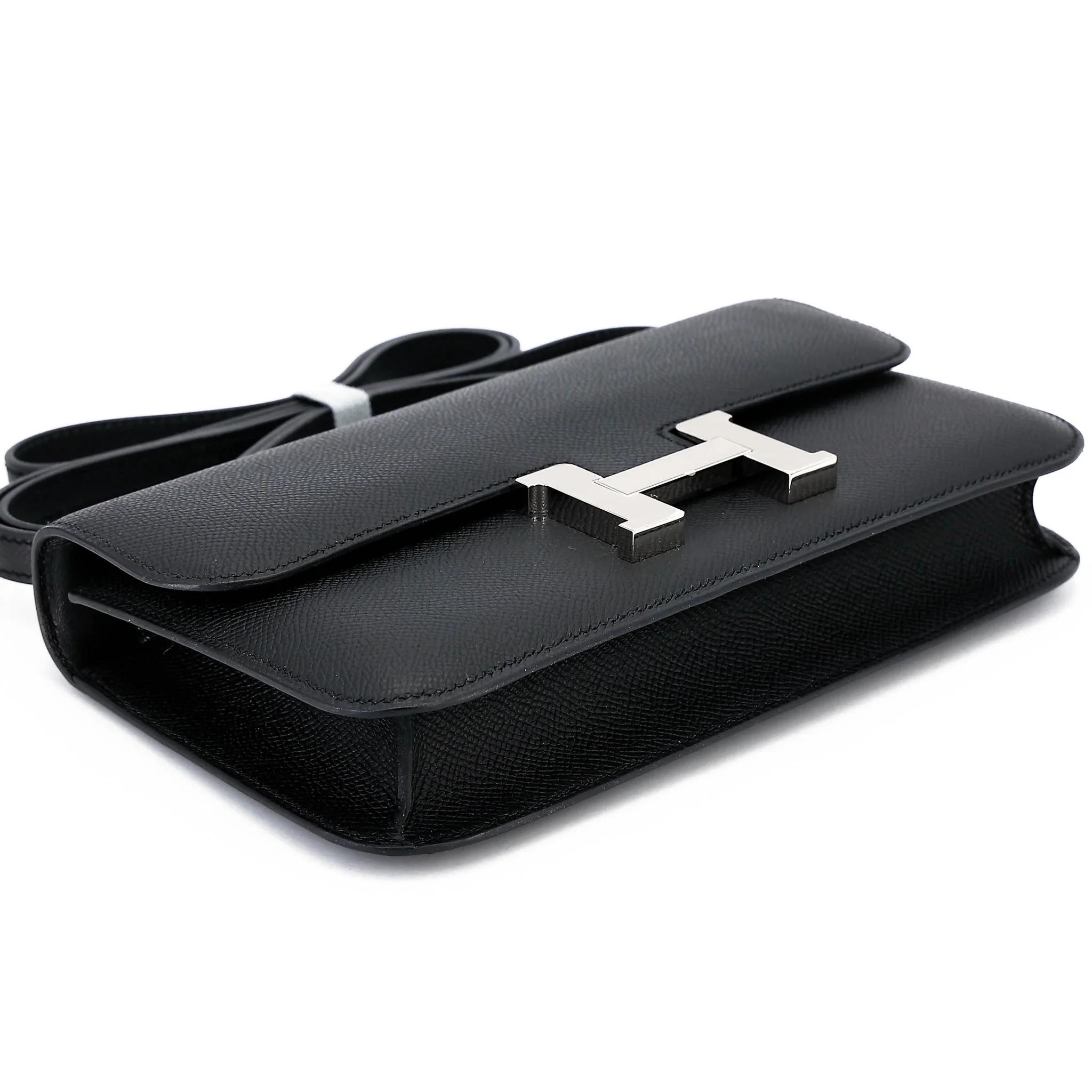 未使用保存品 HERMÈS 愛馬仕 Constance 康康 Elan 89 黑色 Noir (Black) Epsom牛皮 銀扣 W刻 2024年 - 5
