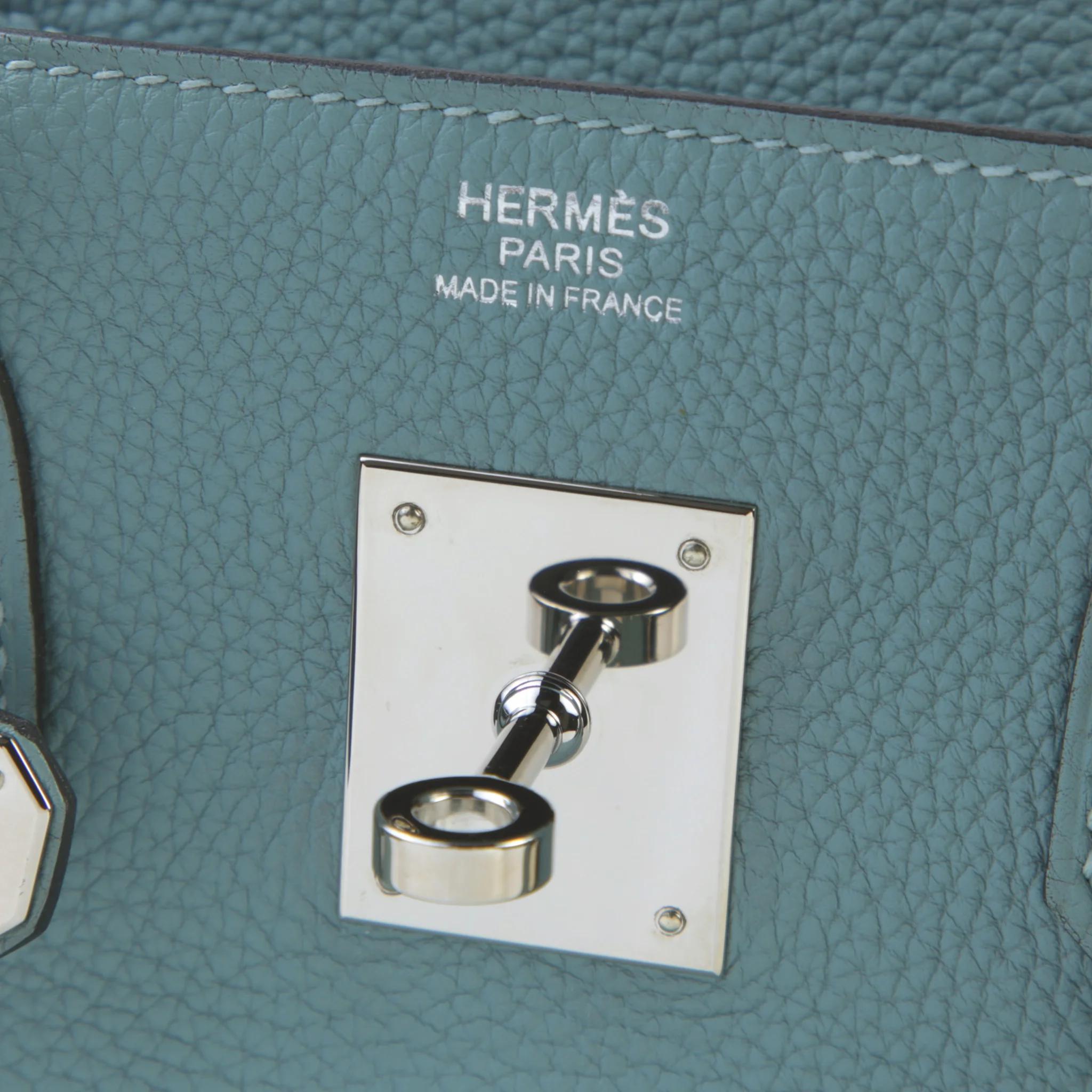 Very Good ( Rank A) HERMÈS Birkin 30 Ciel (7G) Togo Palladium hardware Y (2020) - 9