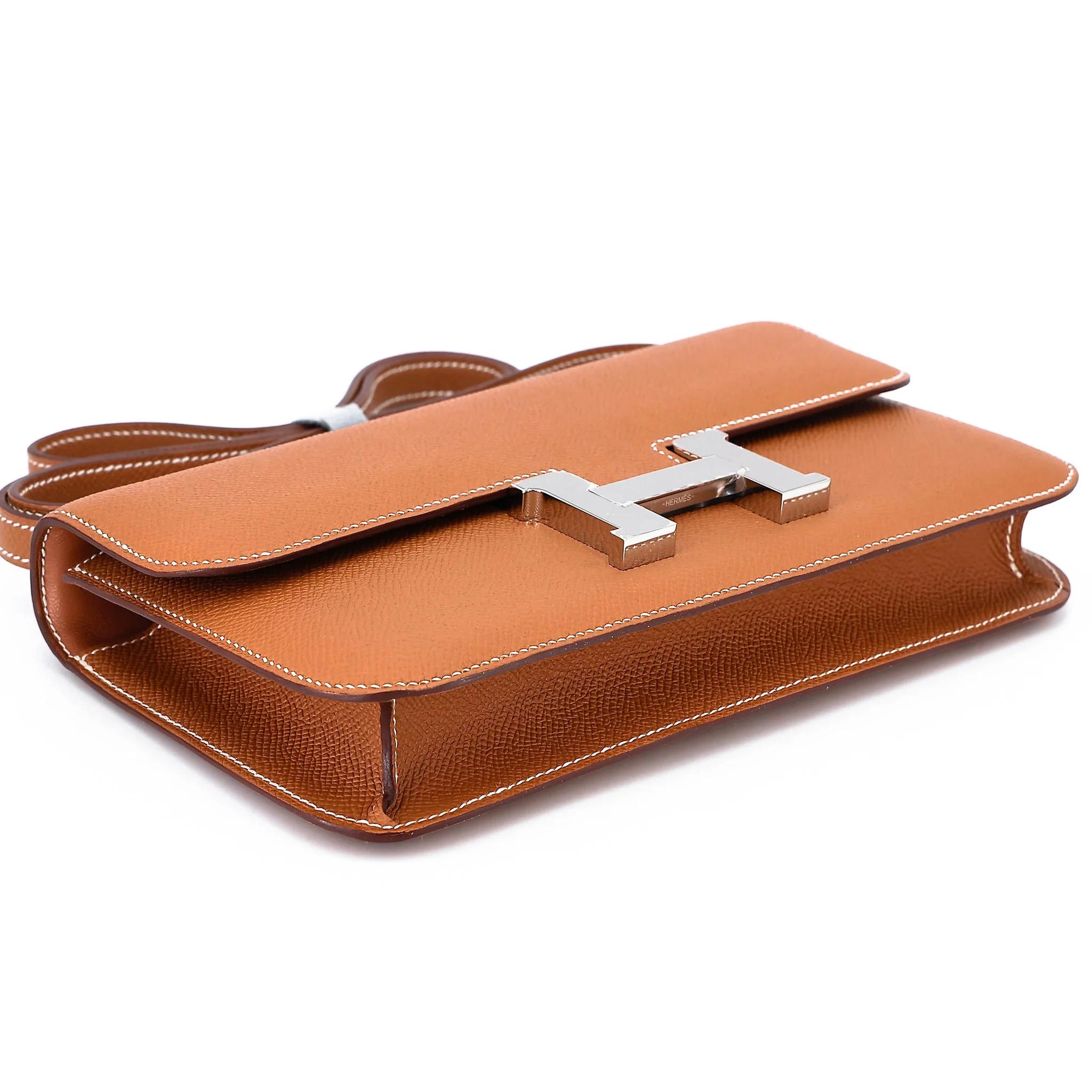 未使用保存品 HERMÈS 愛馬仕 Constance 康康 Elan 37 金棕色 Gold Epsom牛皮 銀扣 W刻 2024年 - 5