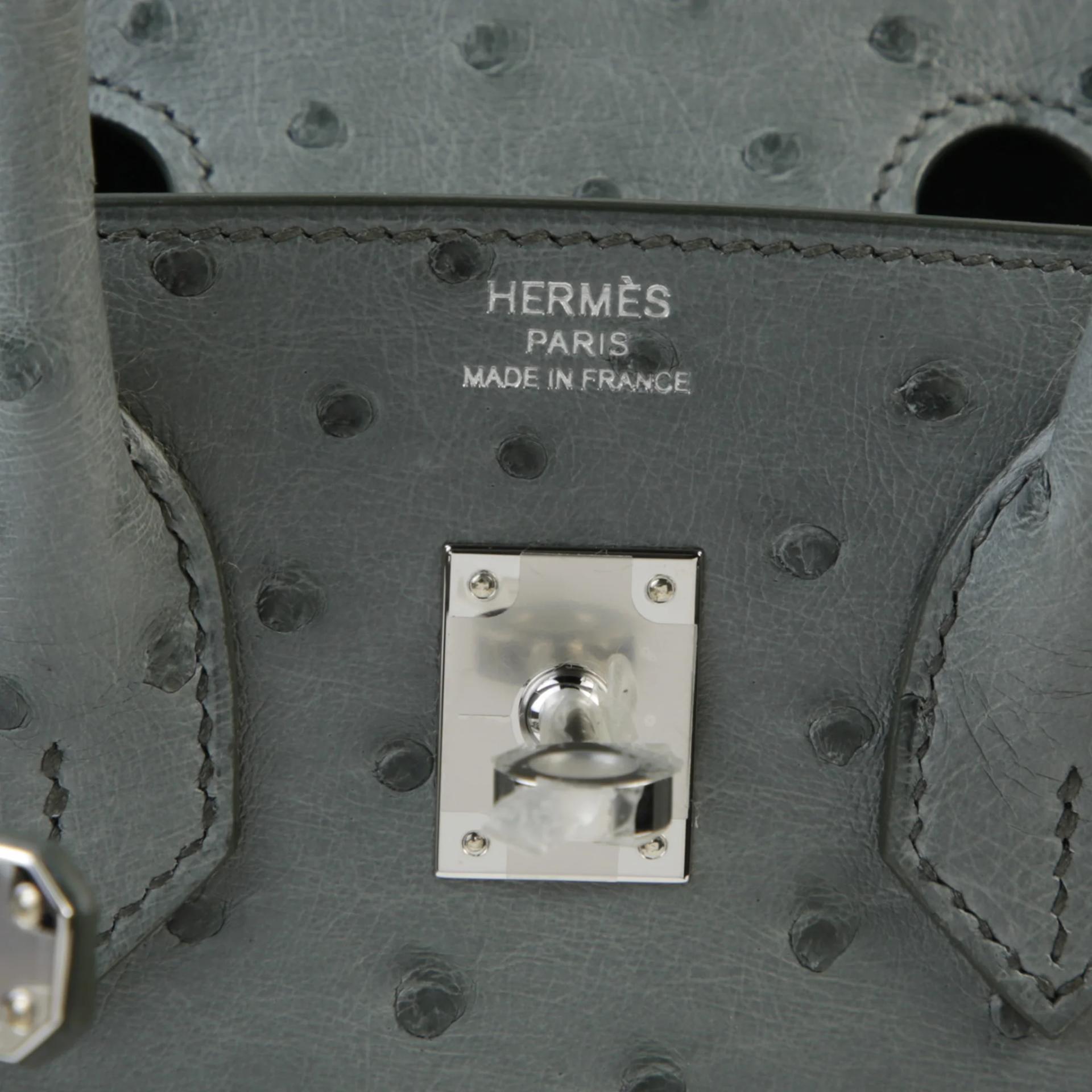 Brand New ( Rank N ) HERMÈS Birkin 25 Vert Amande (63) Ostrich Palladium hardware G (2026) - 9