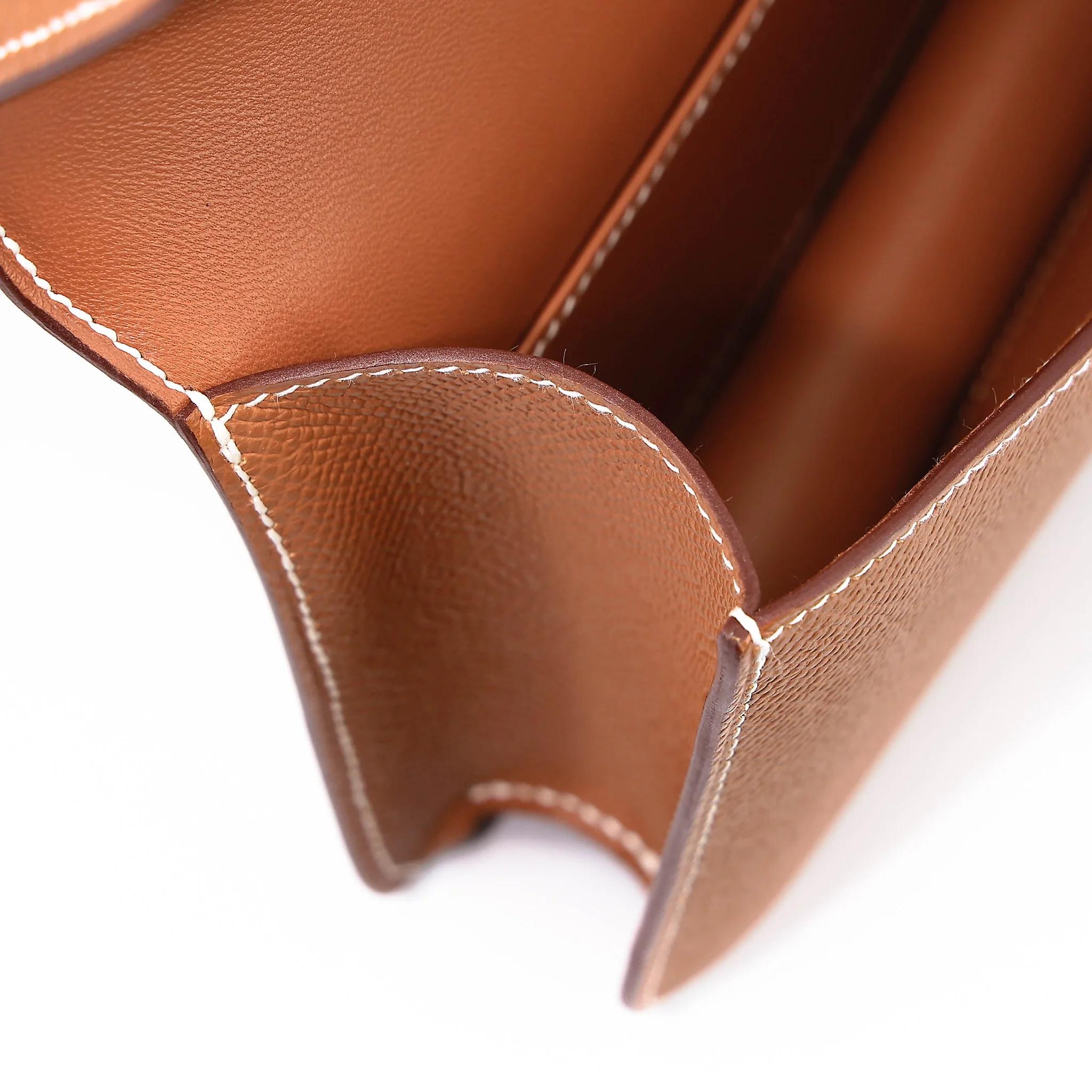 未使用保存品 HERMÈS 愛馬仕 Constance 康康 Elan 37 金棕色 Gold Epsom牛皮 銀扣 W刻 2024年 - 15