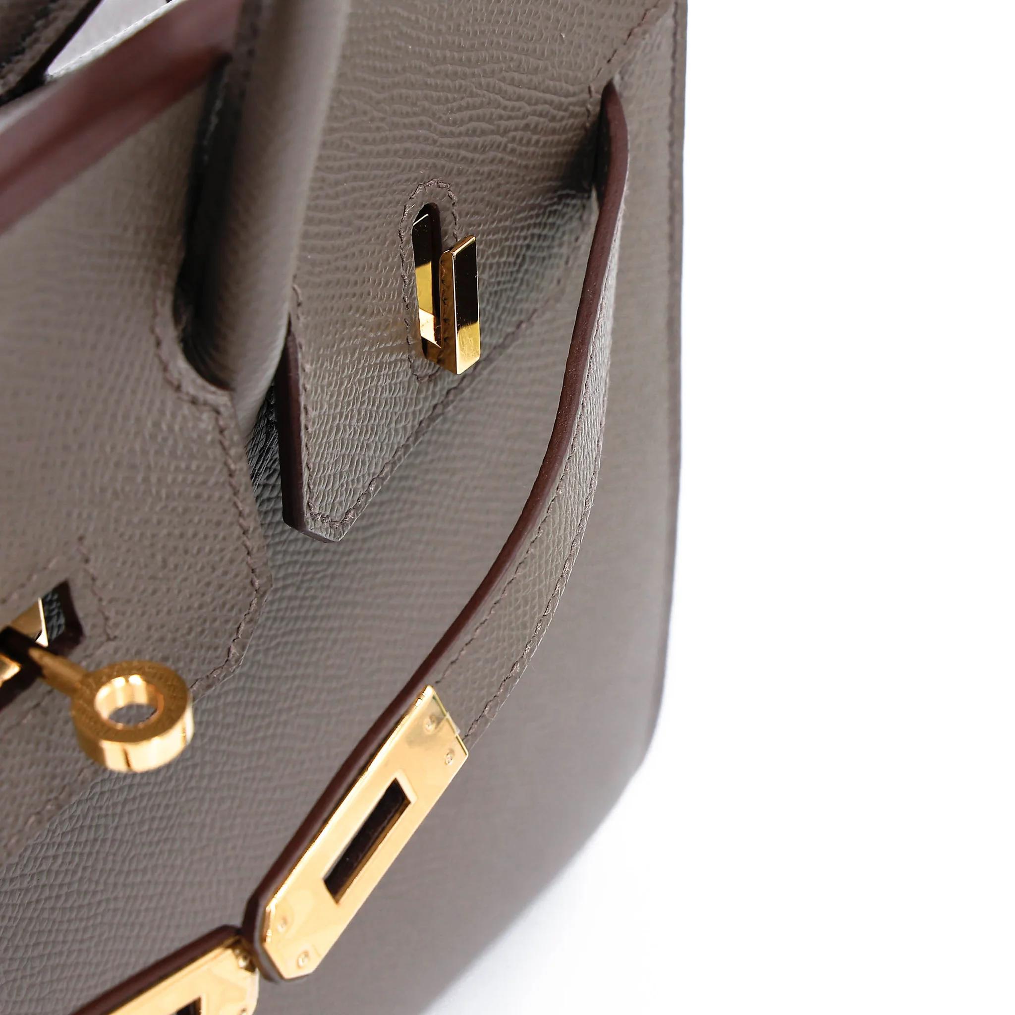 Very Good ( Rank A) HERMÈS Birkin 25 Sellier Etain (8F) Epsom Gold hardware Z (2021) - 10
