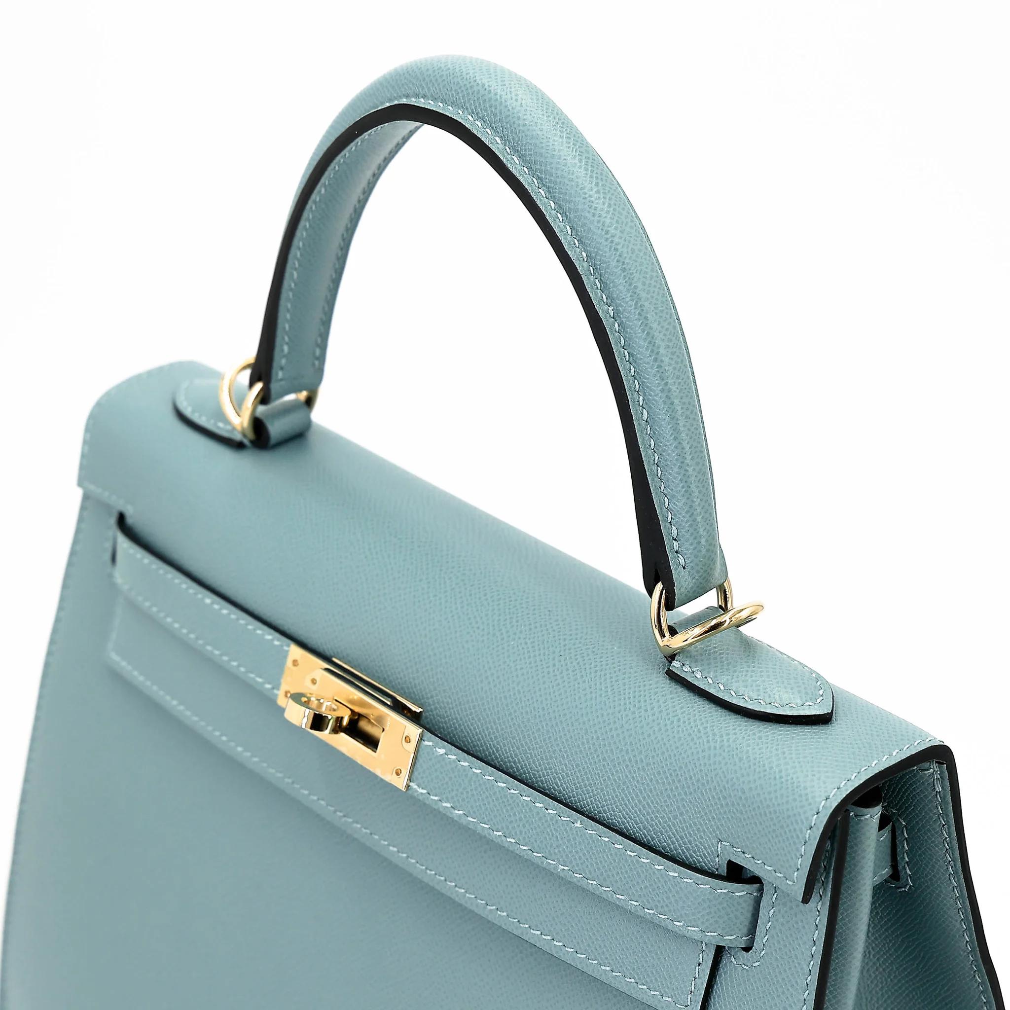 全新 HERMÈS 爱马仕 Kelly 25 外缝 7G 天青蓝 Ciel Madame皮 香槟金扣 G刻 2026年 - 3