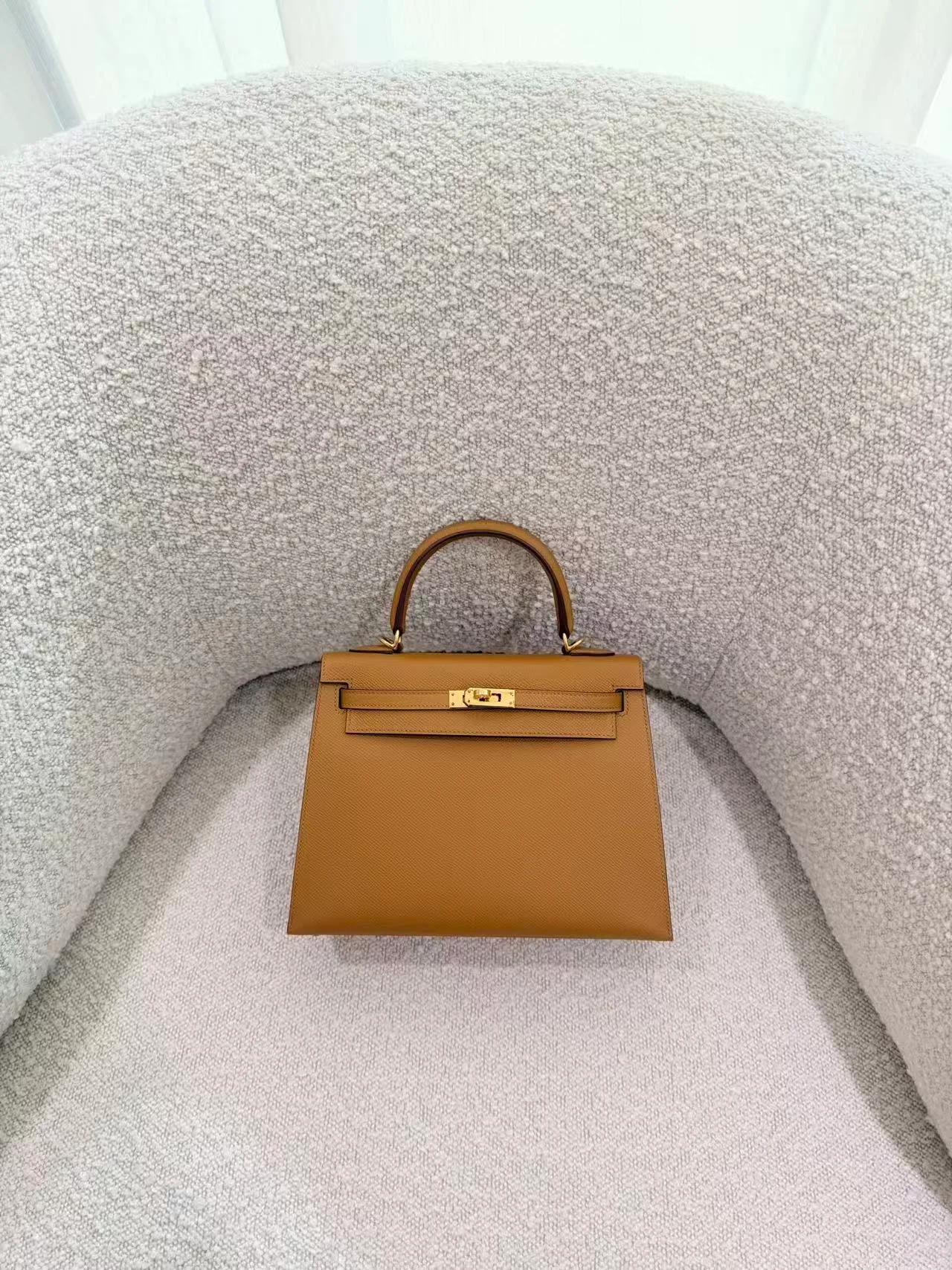 SA超美品 HERMÈS 爱马仕 Kelly 25 外缝 2S 芝麻色 Sesame Epsom牛皮 金扣 B刻 2023年 - 4