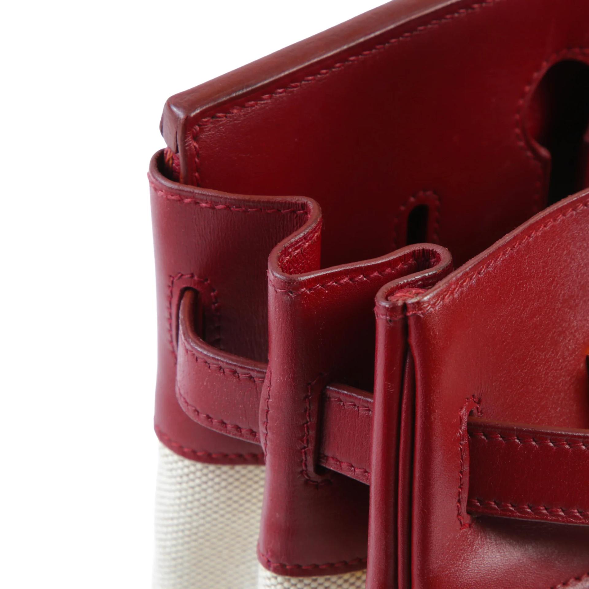 Very Good ( Rank A) HERMÈS Birkin 30 Rouge H (55) Toile H canvas Box-calf Gold hardware Square C (1999) - 14
