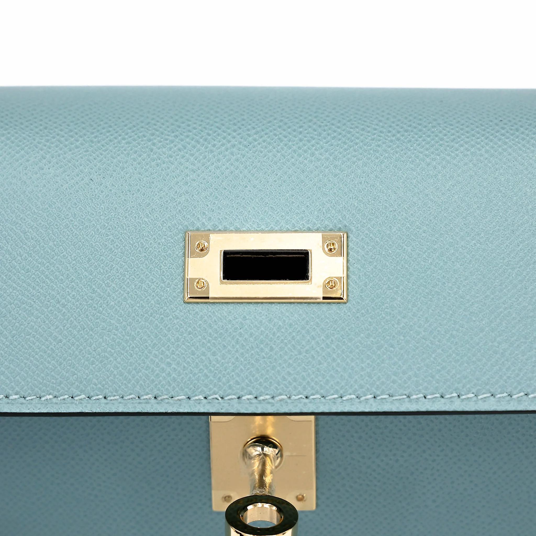 全新 HERMÈS 爱马仕 Kelly 25 外缝 7G 天青蓝 Ciel Madame皮 香槟金扣 G刻 2026年 - 10