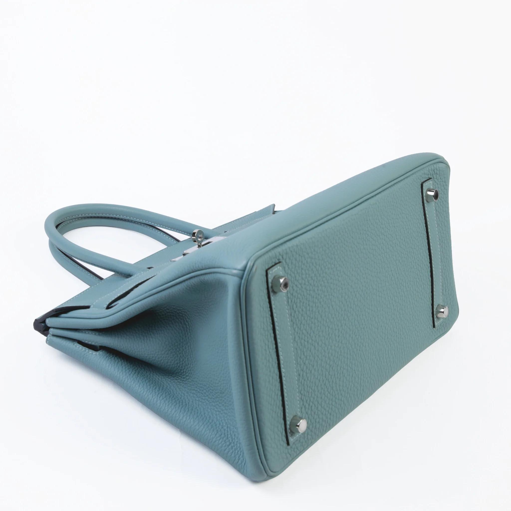 Very Good ( Rank A) HERMÈS Birkin 30 Ciel (7G) Togo Palladium hardware Y (2020) - 4