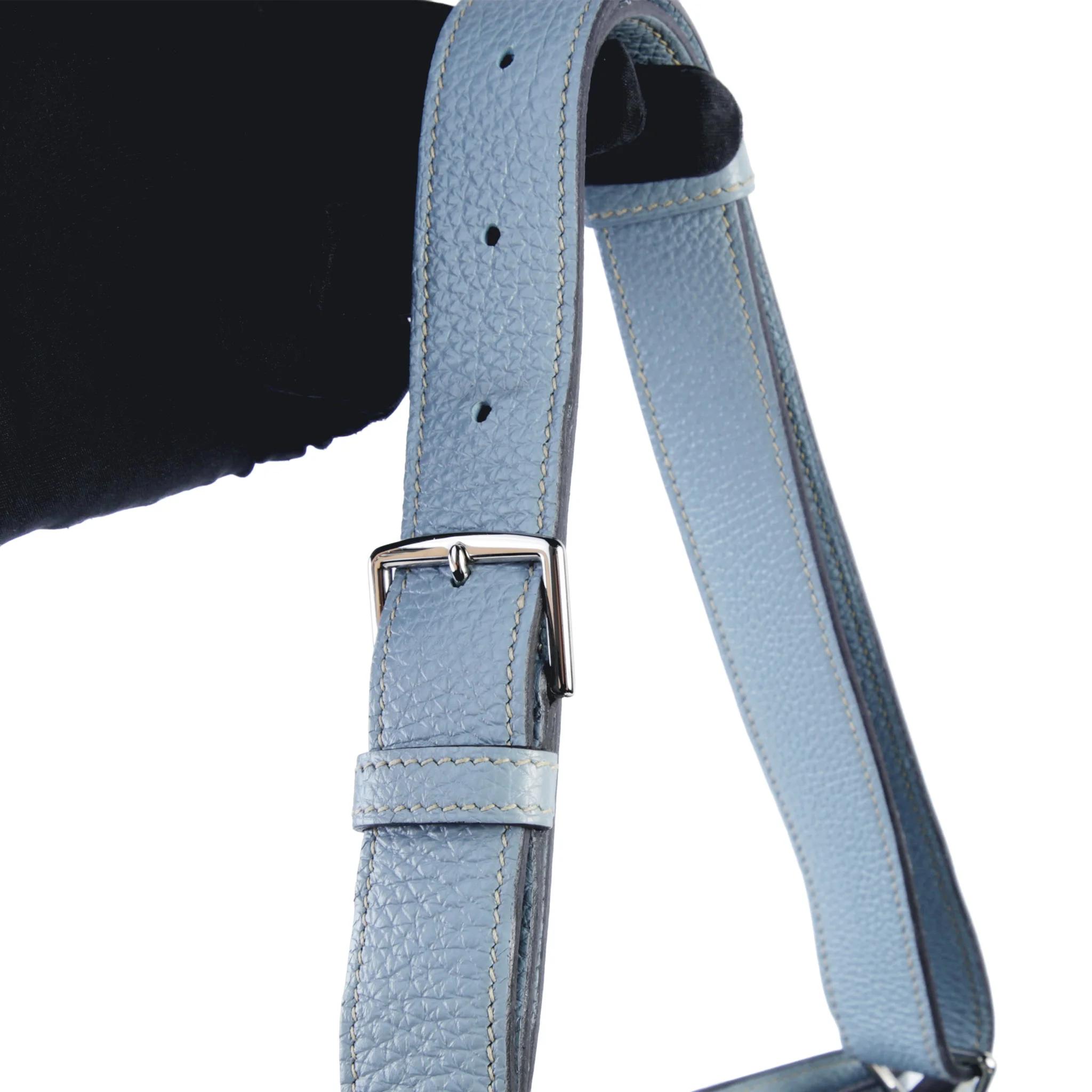 Very Good ( Rank A) HERMÈS So Kelly 26 Bleu Lin (J7) Clemence Palladium hardware Square Q (2013) - 3