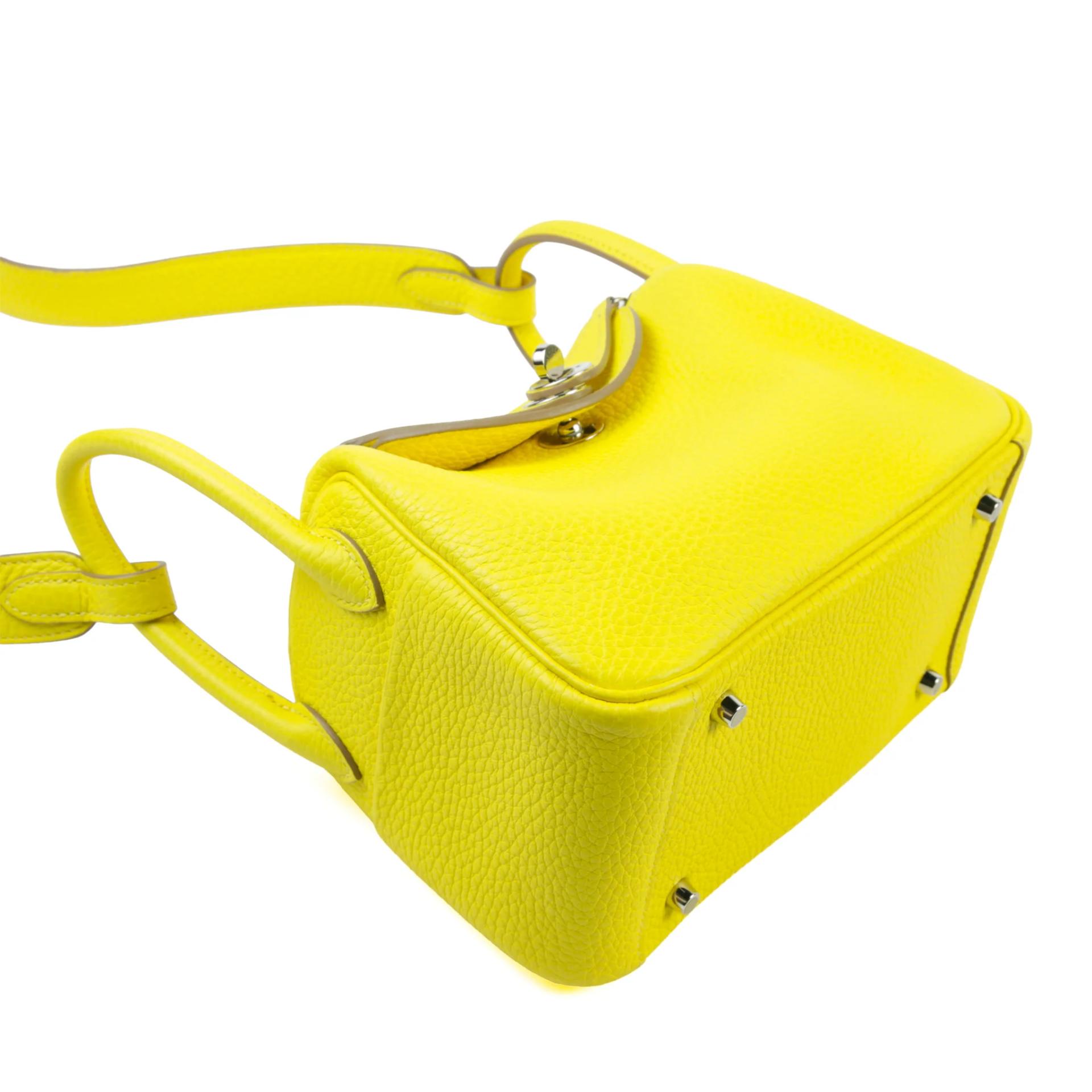 Excellent ( Rank SA ) HERMÈS Mini Lindy Lime (9R) Clemence Palladium hardware Z (2021) - 4