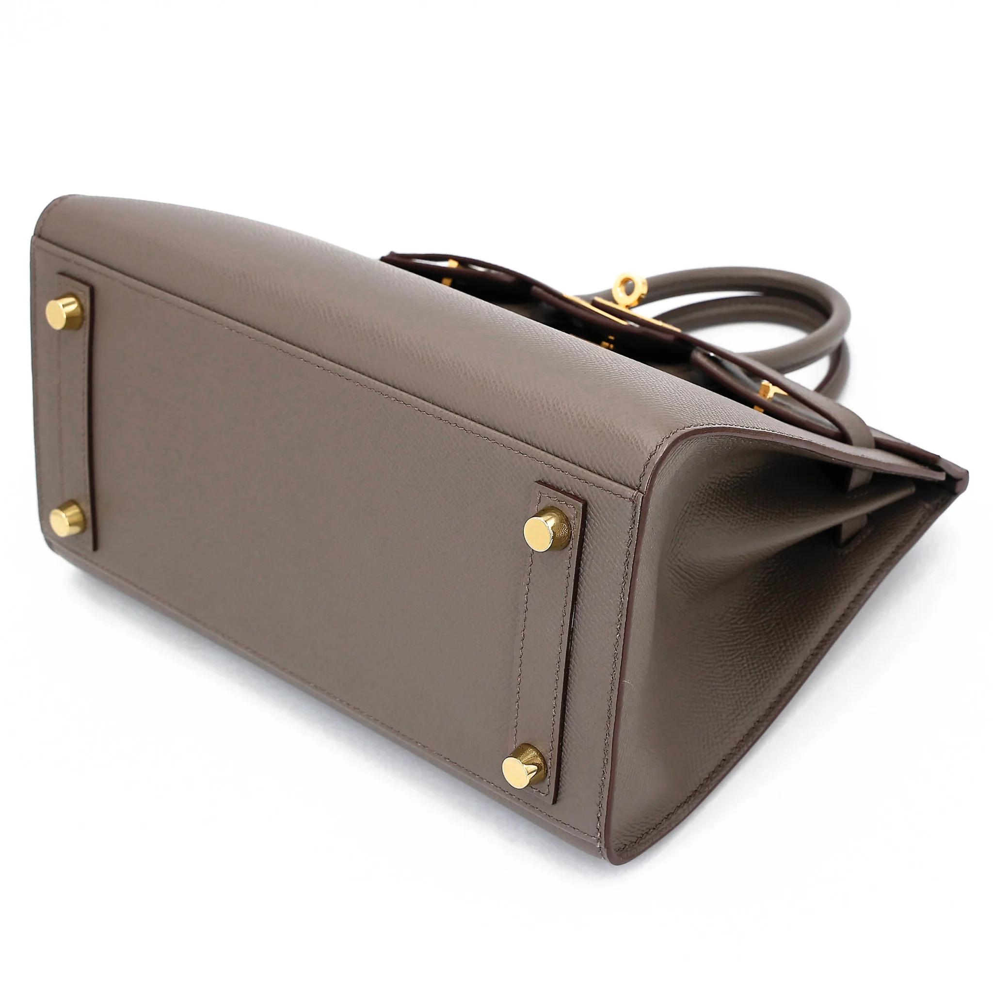 Very Good ( Rank A) HERMÈS Birkin 25 Sellier Etain (8F) Epsom Gold hardware Z (2021) - 4
