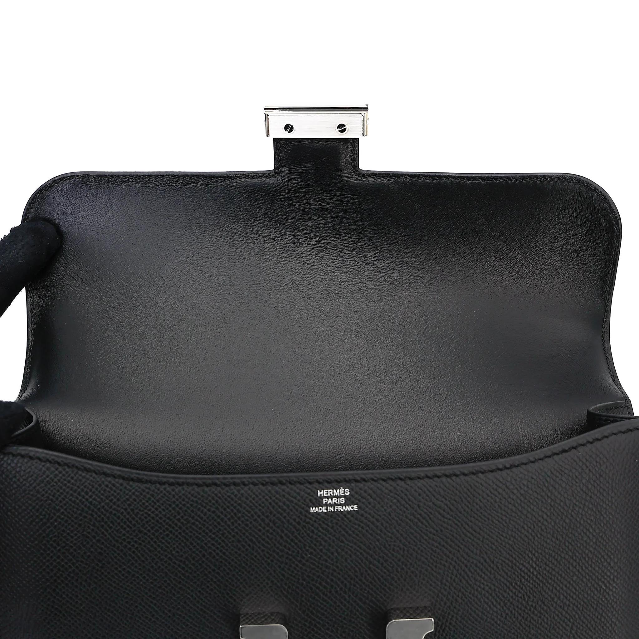 未使用保存品 HERMÈS 愛馬仕 Constance 康康 Elan 89 黑色 Noir (Black) Epsom牛皮 銀扣 W刻 2024年 - 11