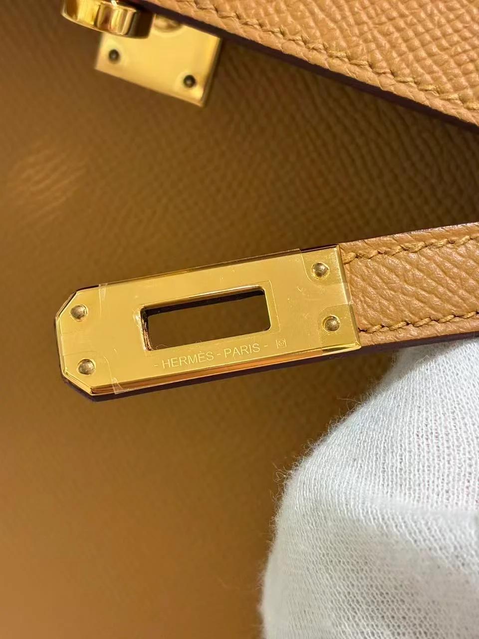 SA超美品 HERMÈS 爱马仕 Kelly 25 外缝 2S 芝麻色 Sesame Epsom牛皮 金扣 B刻 2023年 - 22