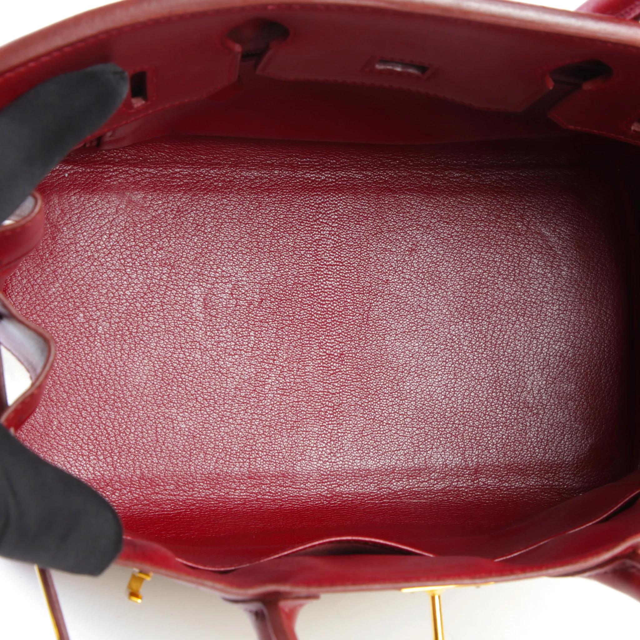 Very Good ( Rank A) HERMÈS Birkin 30 Rouge H (55) Toile H canvas Box-calf Gold hardware Square C (1999) - 12