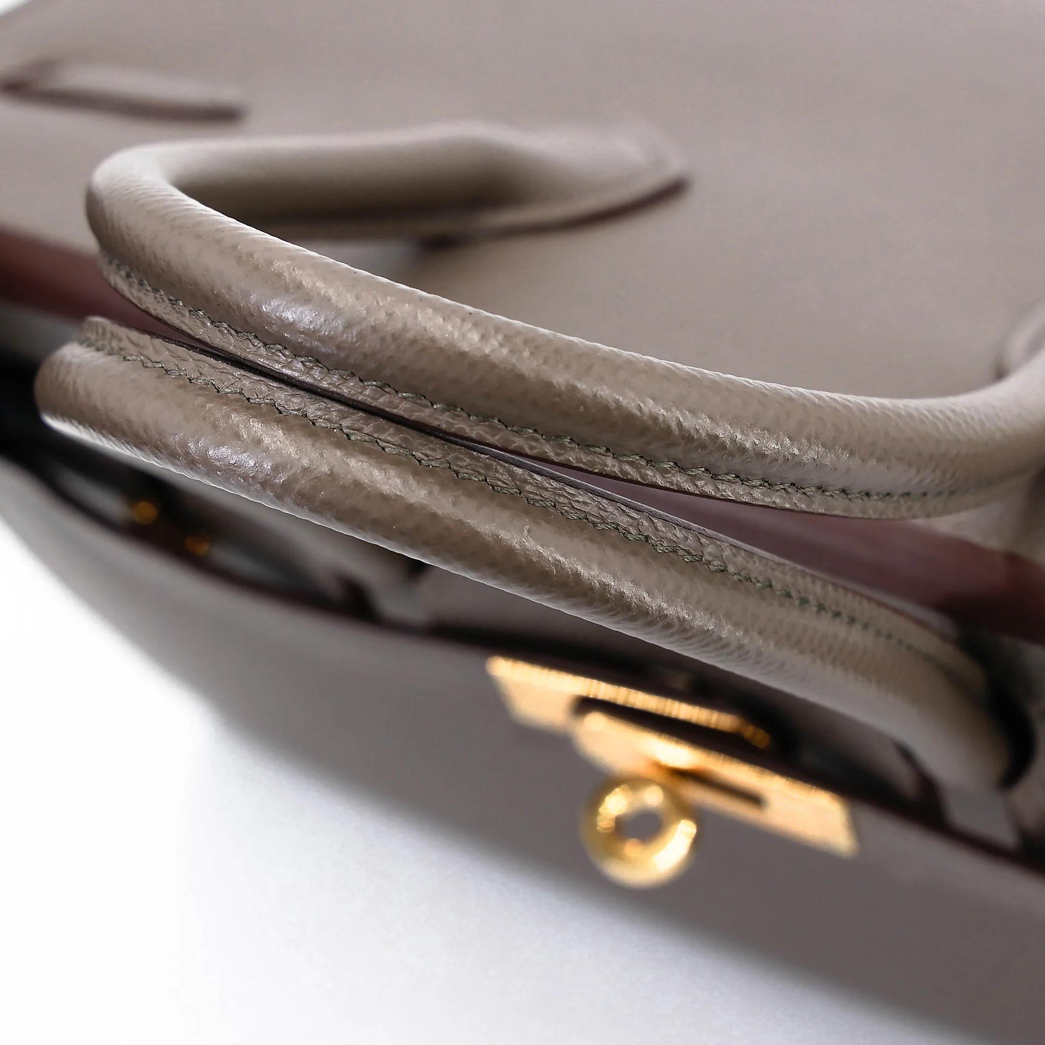 Very Good ( Rank A) HERMÈS Birkin 25 Sellier Etain (8F) Epsom Gold hardware Z (2021) - 8